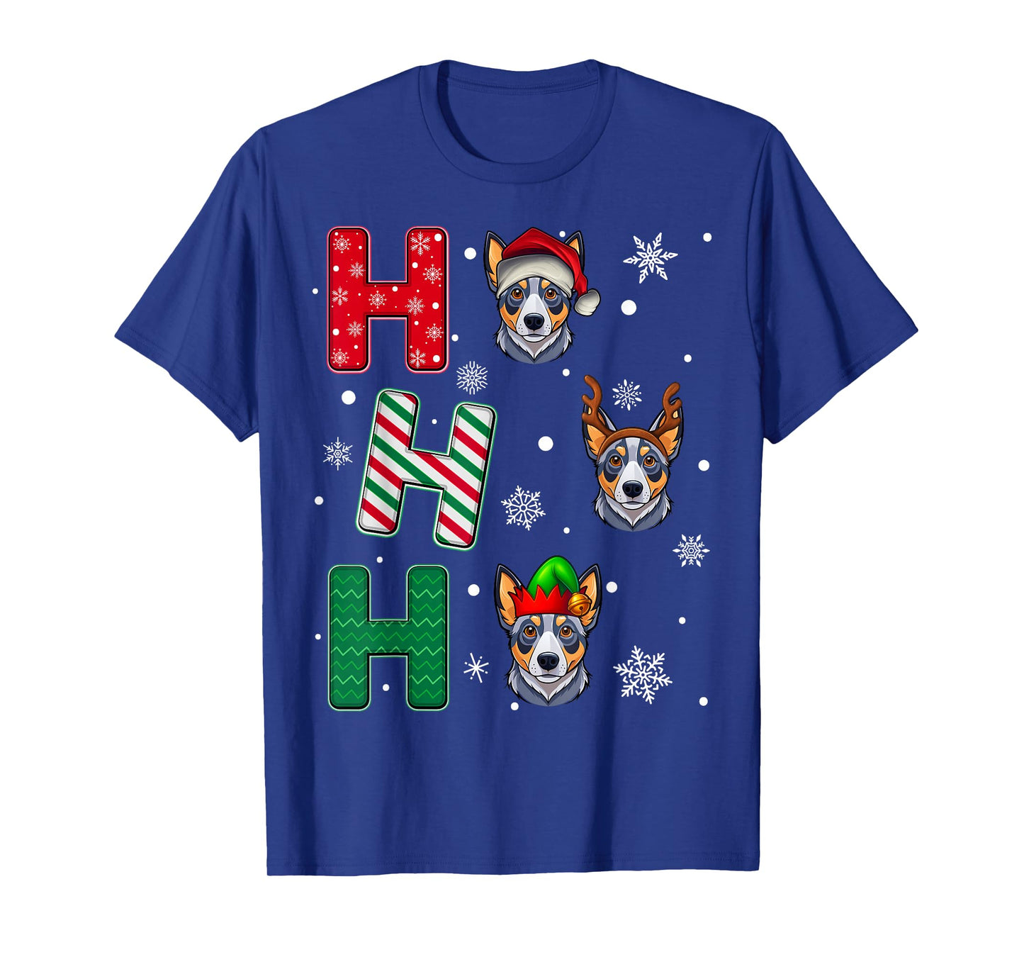 Ho Ho Ho Blue Heeler Dog Matching Christmas Santa Elf Xmas T-Shirt