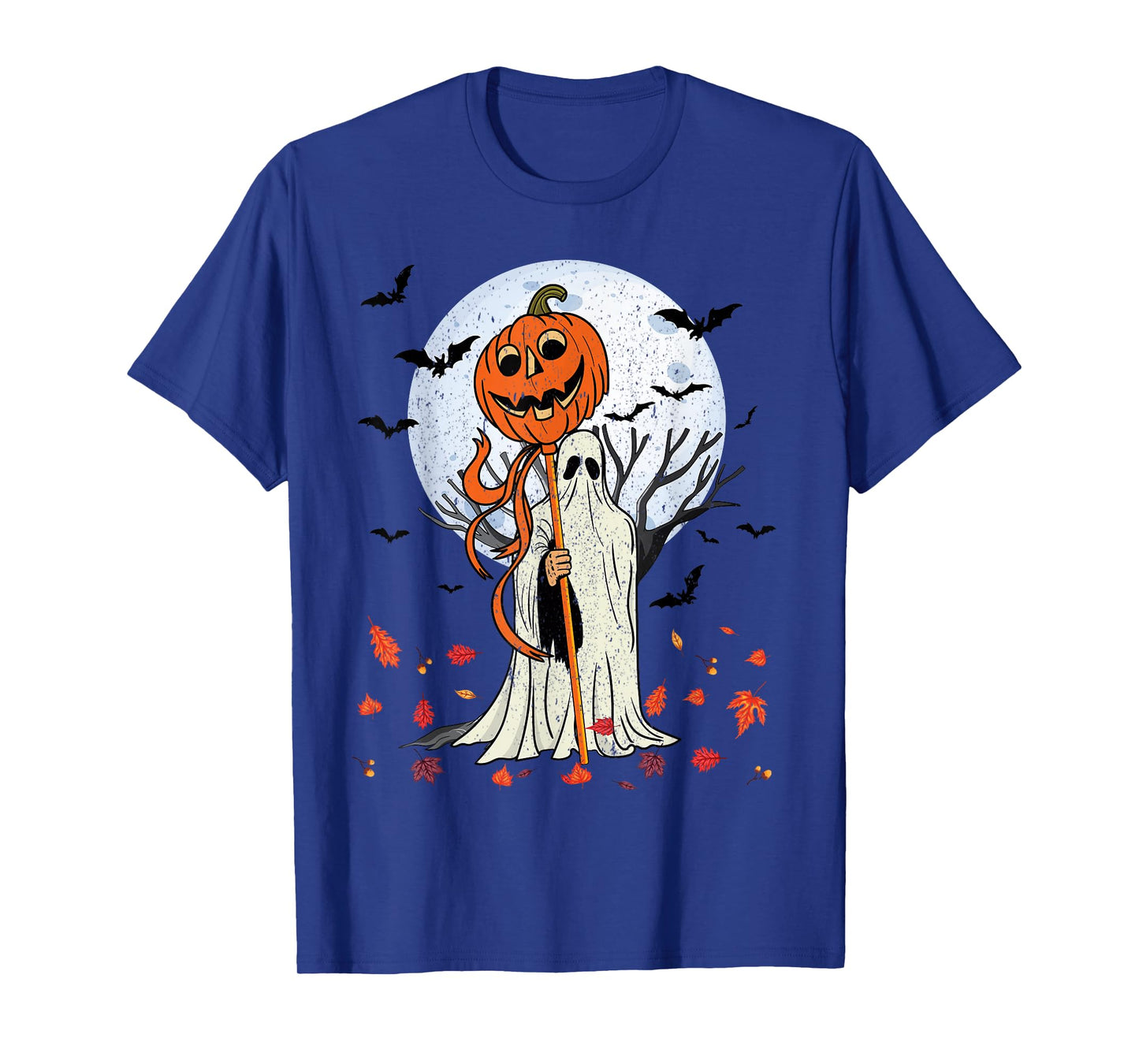 Halloween Pumpkin Ghost Autumn Leaves Graphic Art T-Shirt
