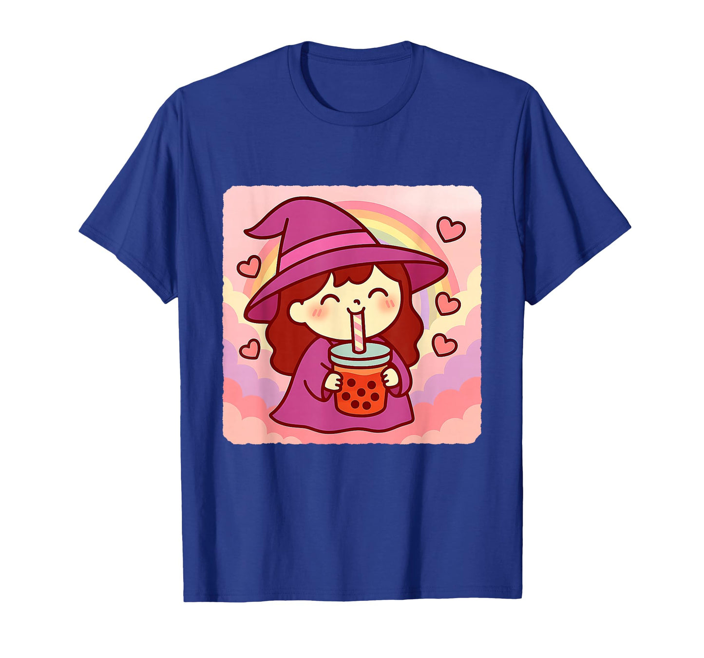 Witch Bubble Tea Lover Cute Anime Kawaii Rainbow T-Shirt