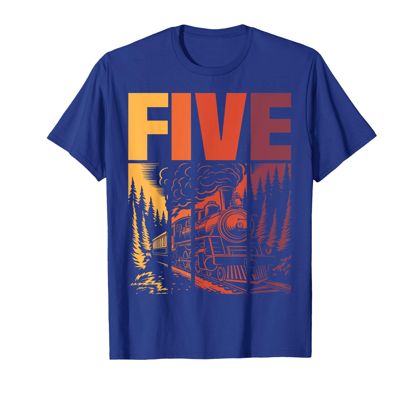 Vintage Train 5th Birthday Five Year Old Boys Locomotive T-Shirt