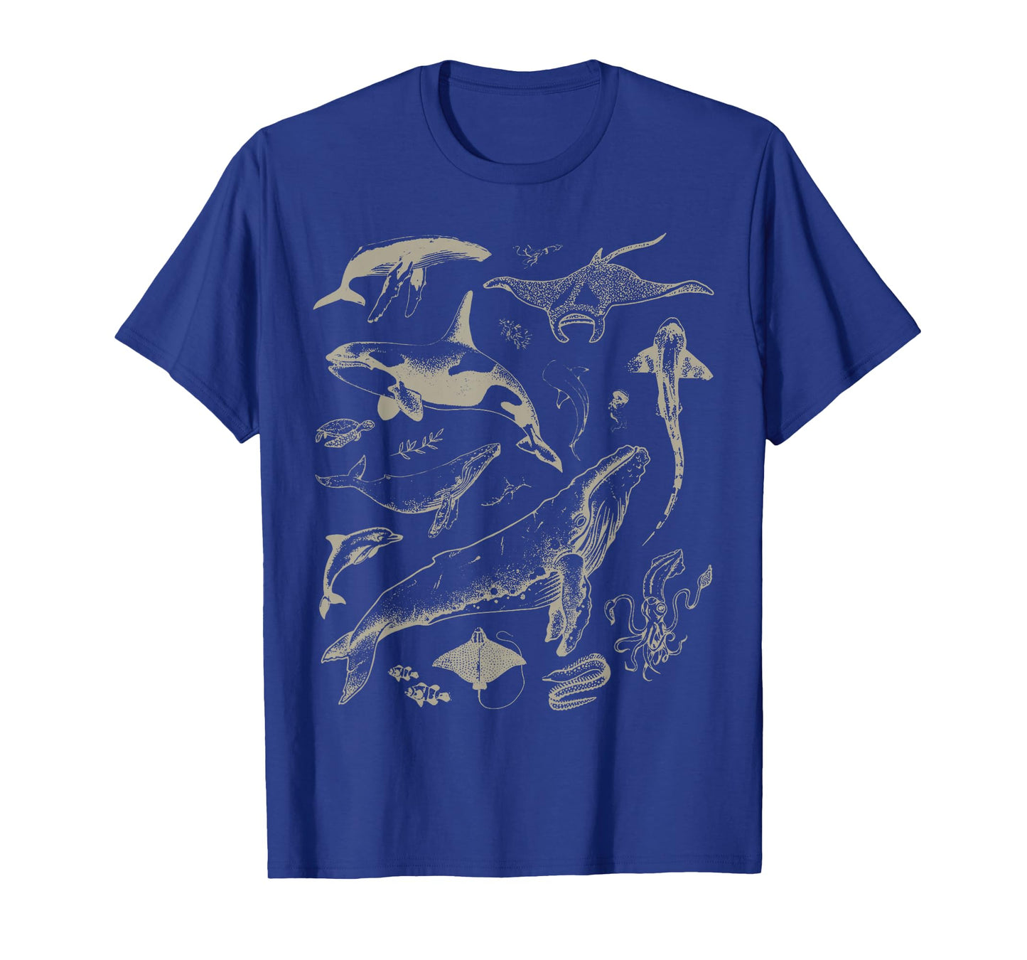 Retro Ocean Wildlife Shark Turtle Octopus Fish Animal Lover T-Shirt