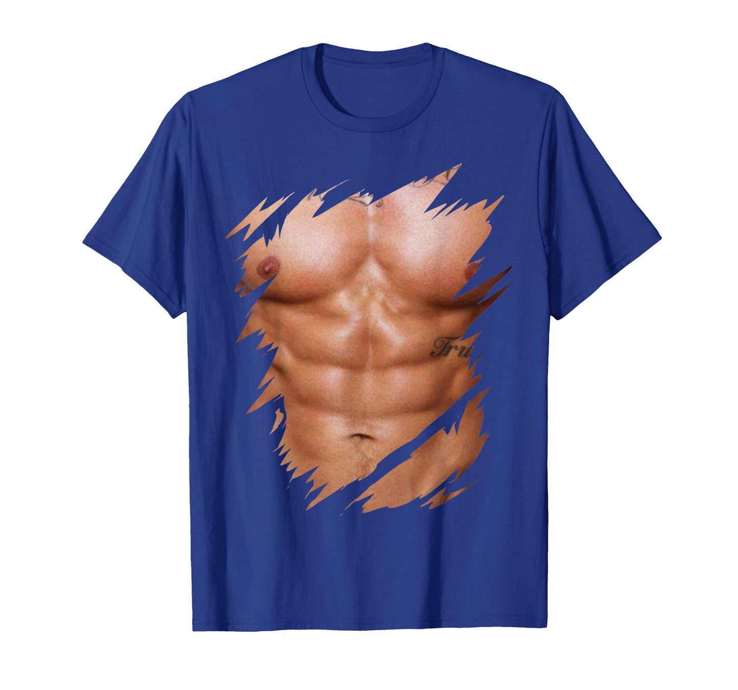 Mens Fake Muscles Ripped Torn Chest Six Pack Abs T-Shirt