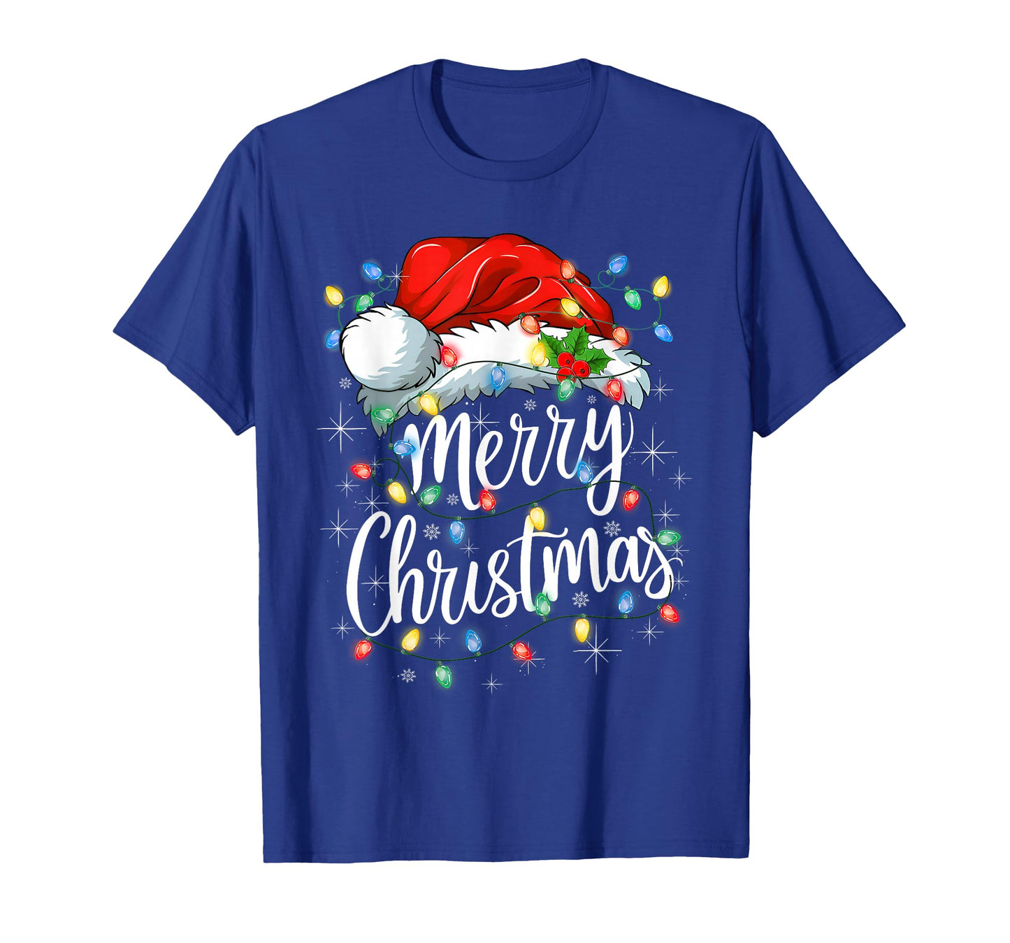 Merry Christmas Xmas Lights Santa Snowflake Family Holiday T-Shirt