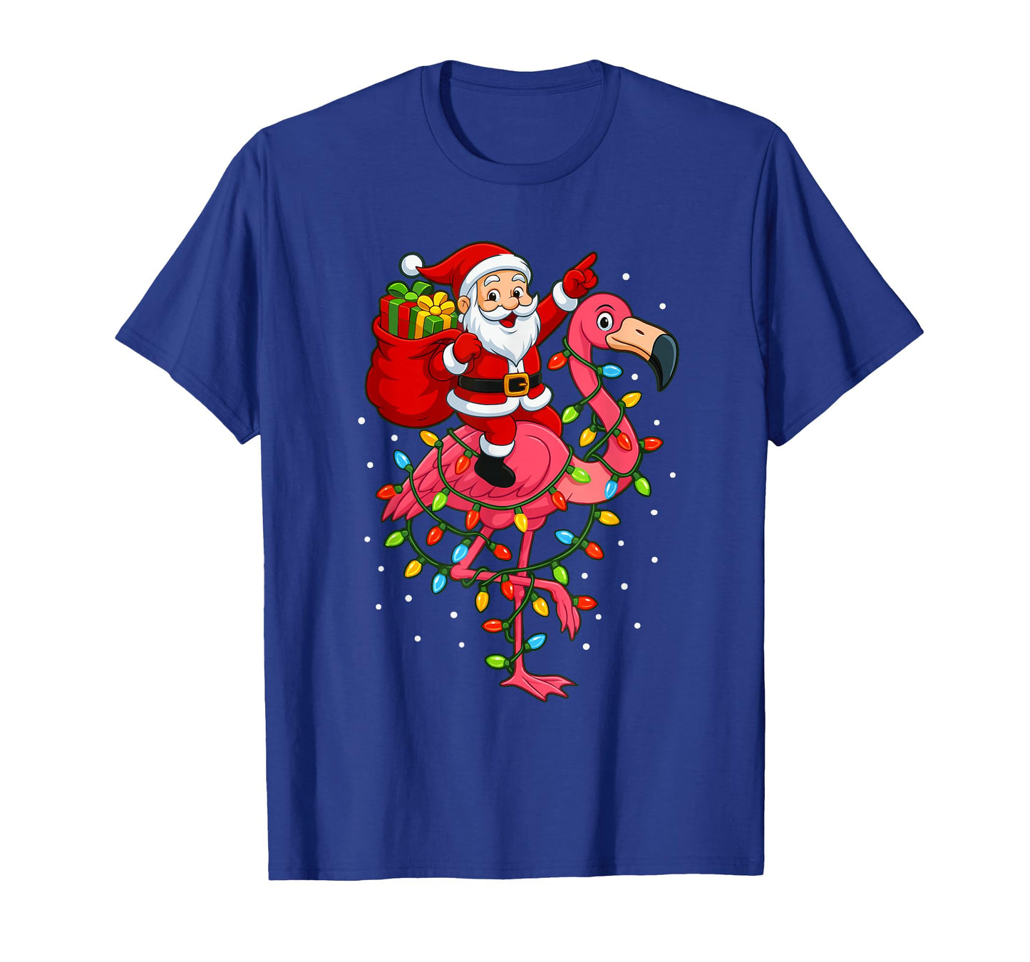 Pink Flamingo Christmas Santa Cute Flamingos Holiday Decor T-Shirt