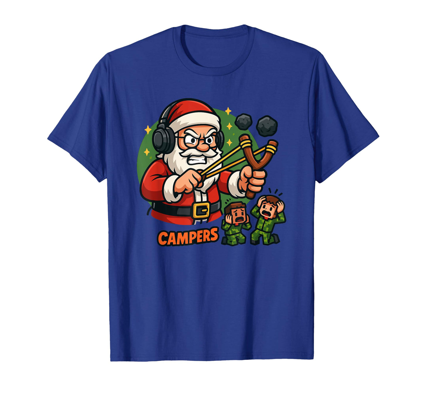 Santa vs Campers Funny Gamer Christmas Slingshot T-Shirt