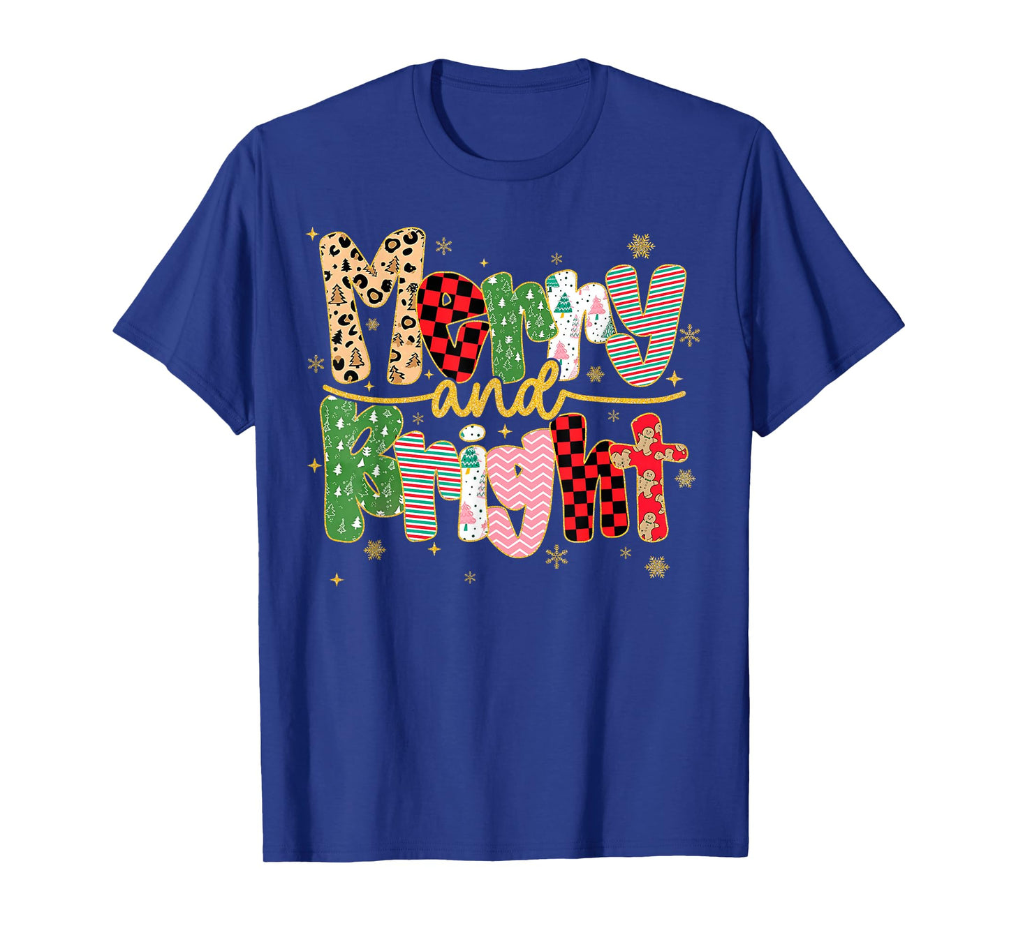 Merry and Bright Santa Hat Christmas Lights Family Men Women T-Shirt