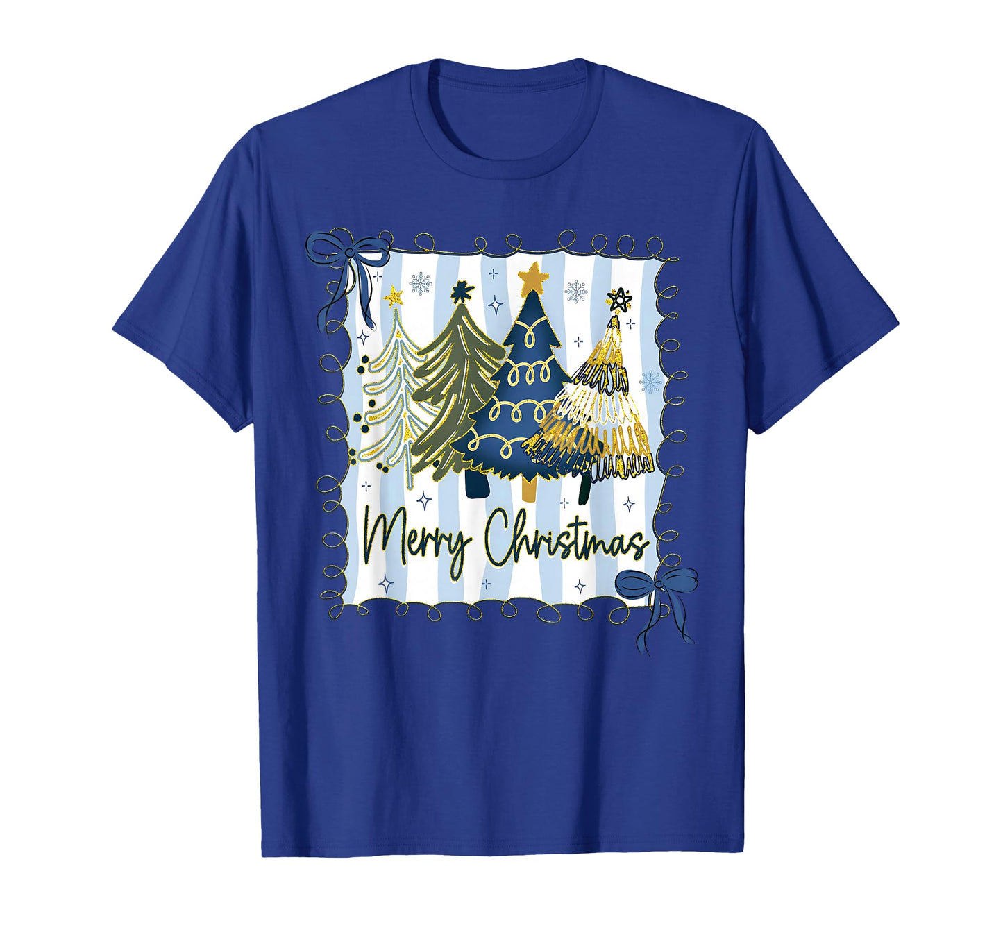 Merry Christmas Tree Snowflake Coquette Bow Holiday Pajamas T-Shirt