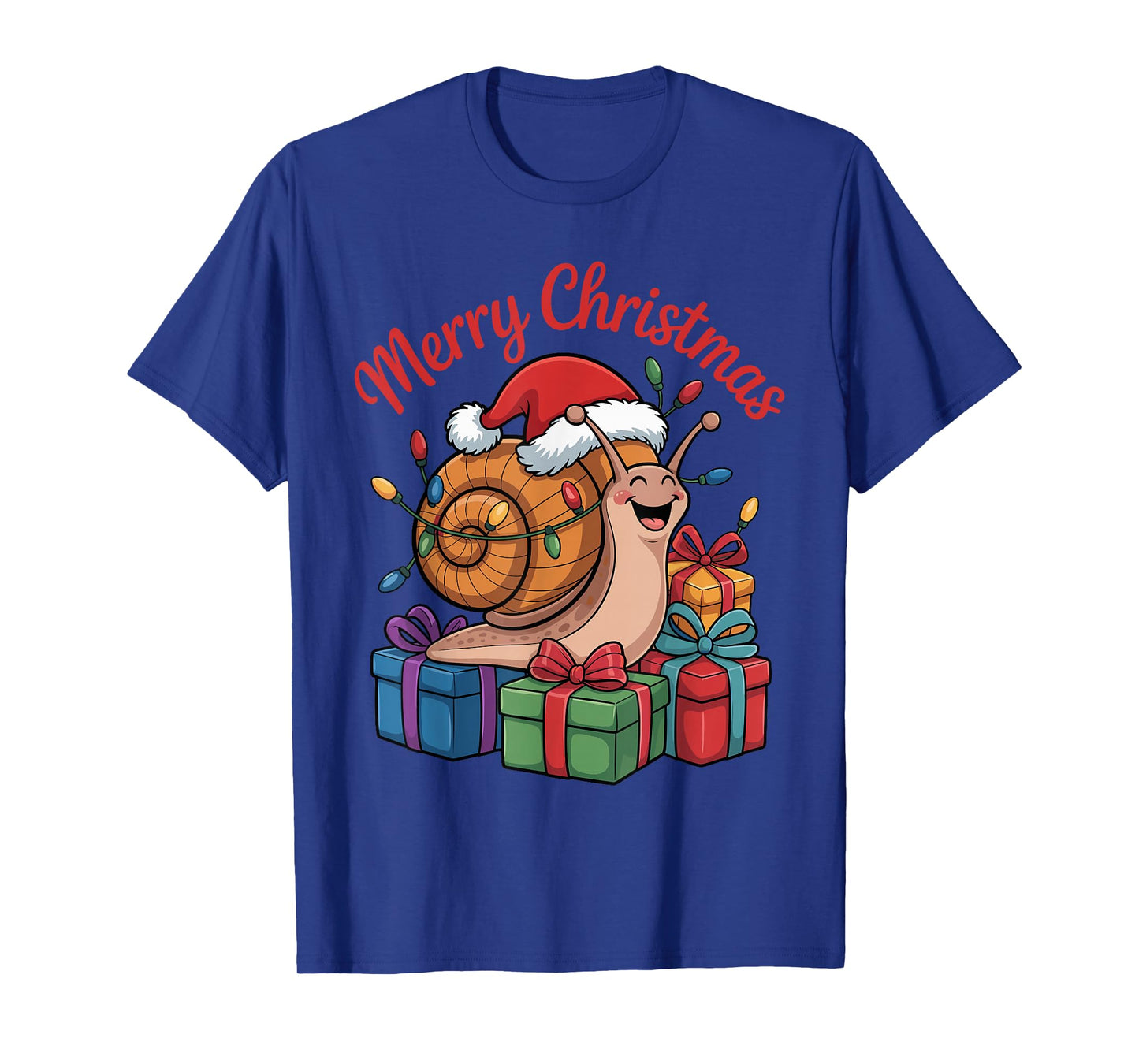 Snail Santa Hat Christmas Design Funny Animal Lovers Holiday T-Shirt