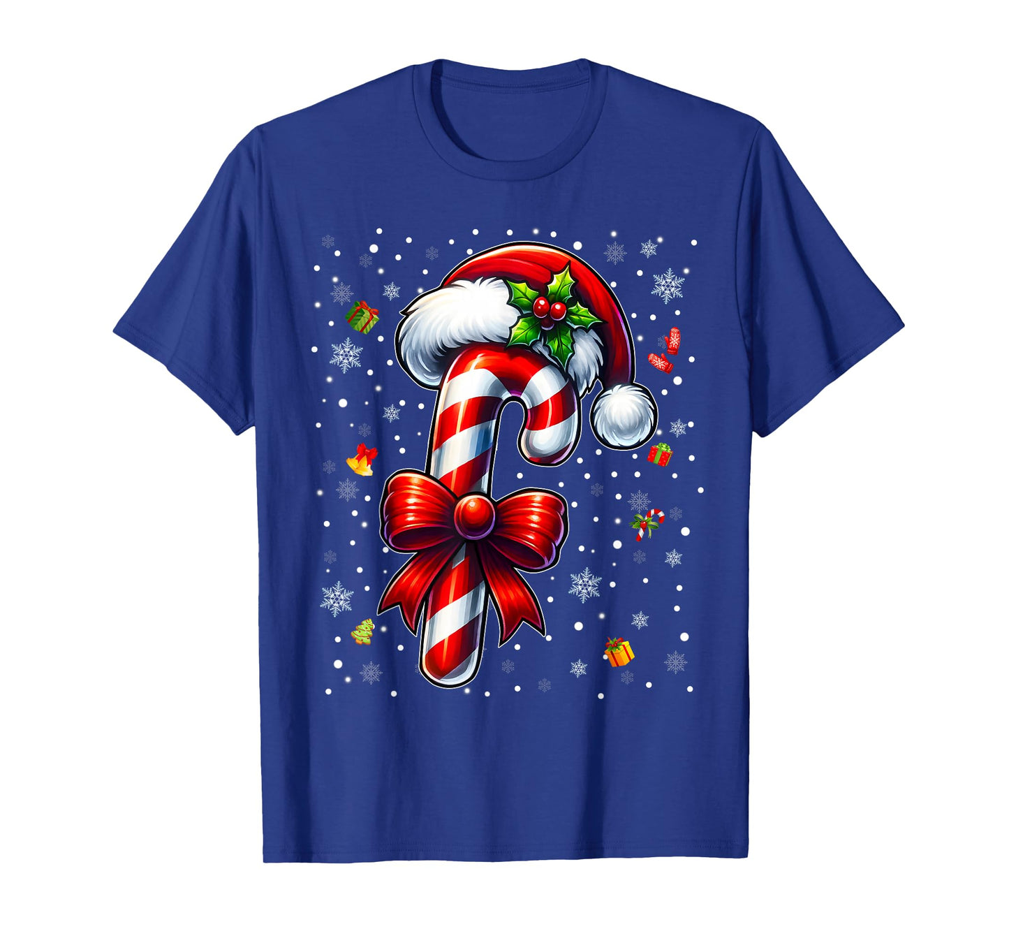 Cute Candy Cane Bow Santa Hat Christmas Xmas Boy Girl T-Shirt