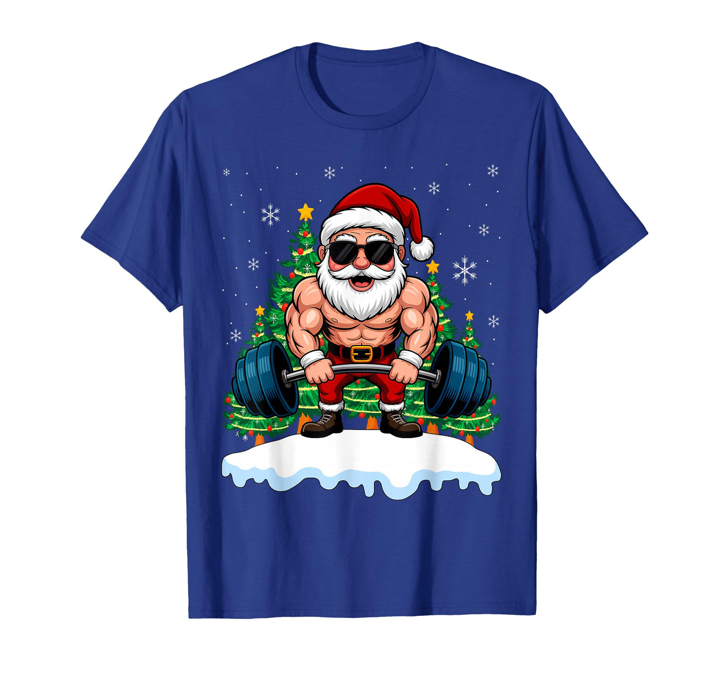 Santa Weightlifting Christmas Fitness Gym Deadlift Xmas Men T-Shirt
