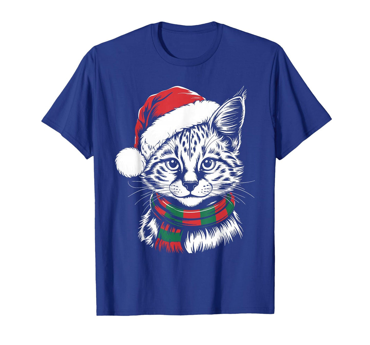 Serval Xmas Santa Hat Scarf Christmas Costume T-Shirt