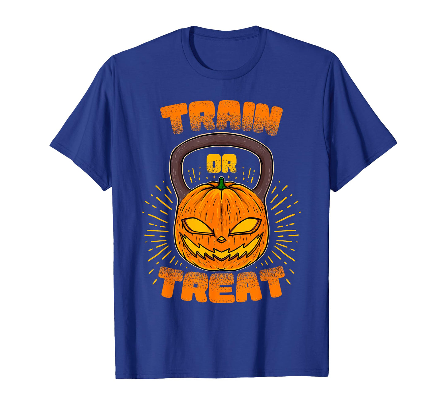 Train or Treat Pumpkin Kettlebell Gym Workout Halloween T-Shirt