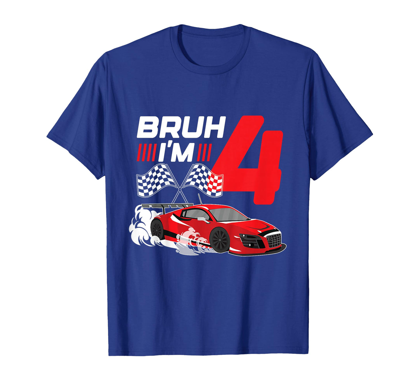 Kids Bruh I'm 4 Birthday Boys Race Car 4 Year 4th Birthday Racing T-Shirt