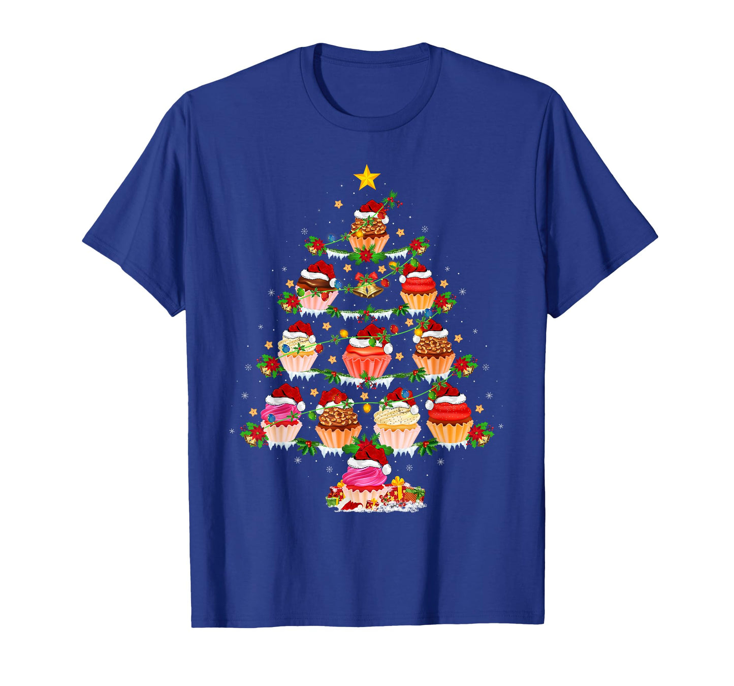 Cupcake Christmas Tree Lights Funny Fast Food Cupcake Xmas T-Shirt
