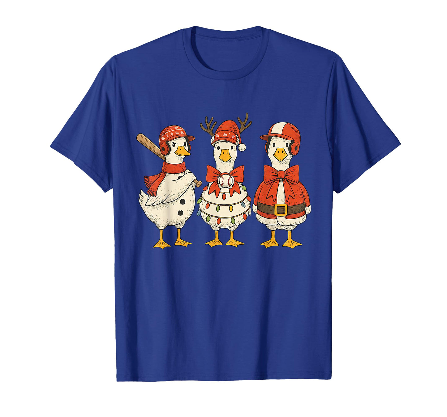 Vintage Christmas Baseball Goose Merry Christmas Baseball T-Shirt