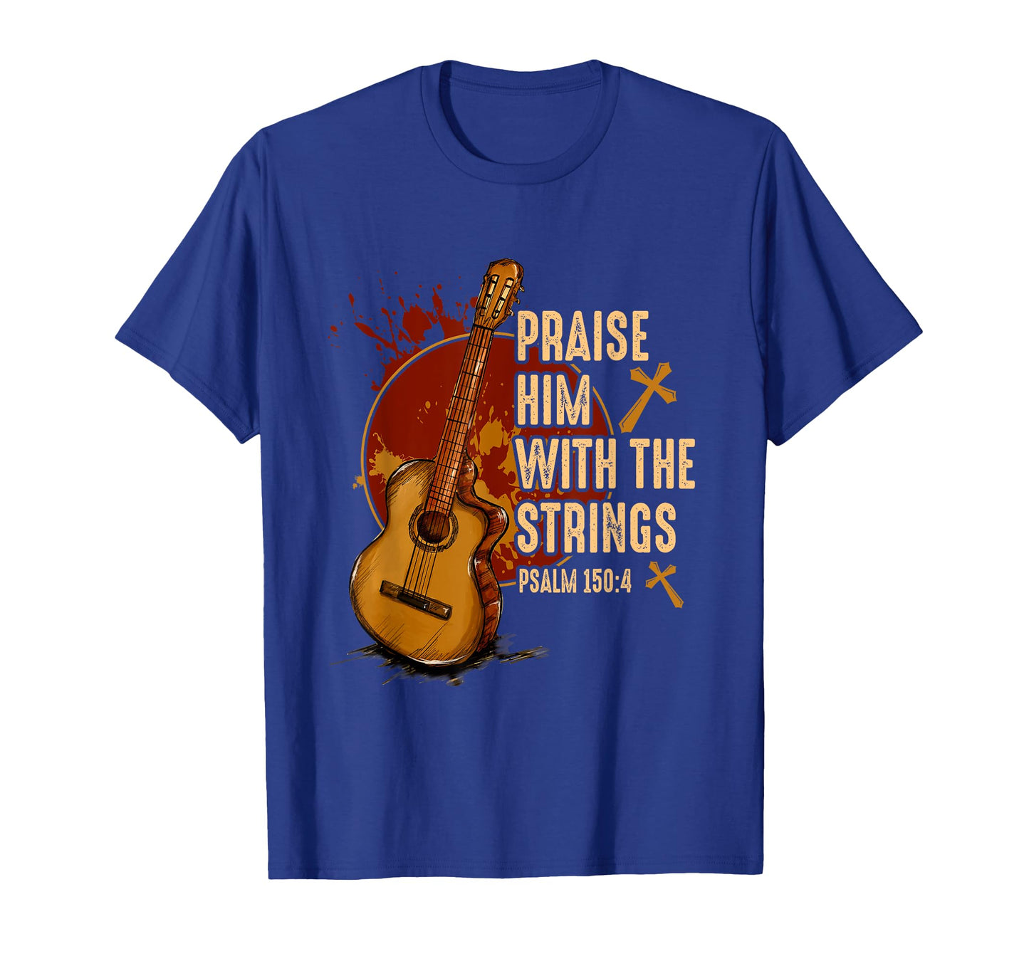 Praise Him With The Strings Jesus Acoustic Guitar Christian T-Shirt