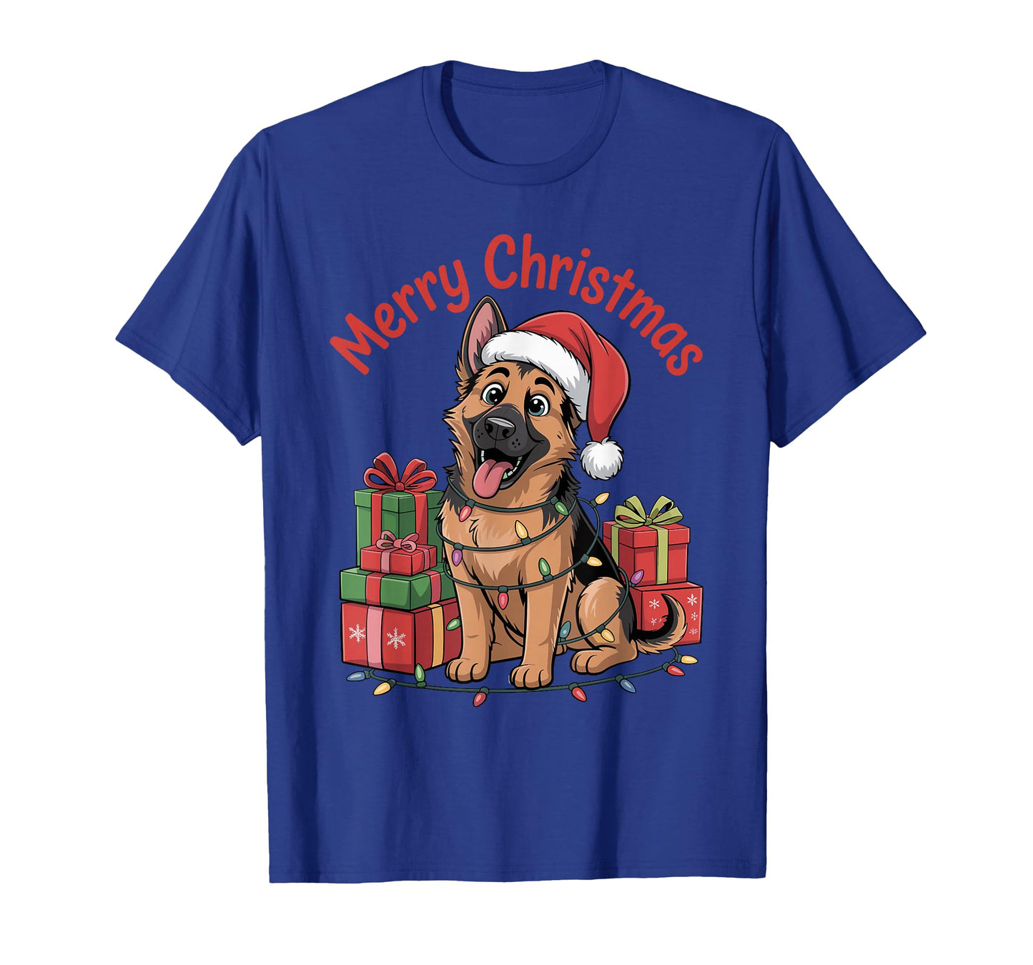 German Shepherd Santa Hat Christmas Xmas Dog Lovers Holiday T-Shirt