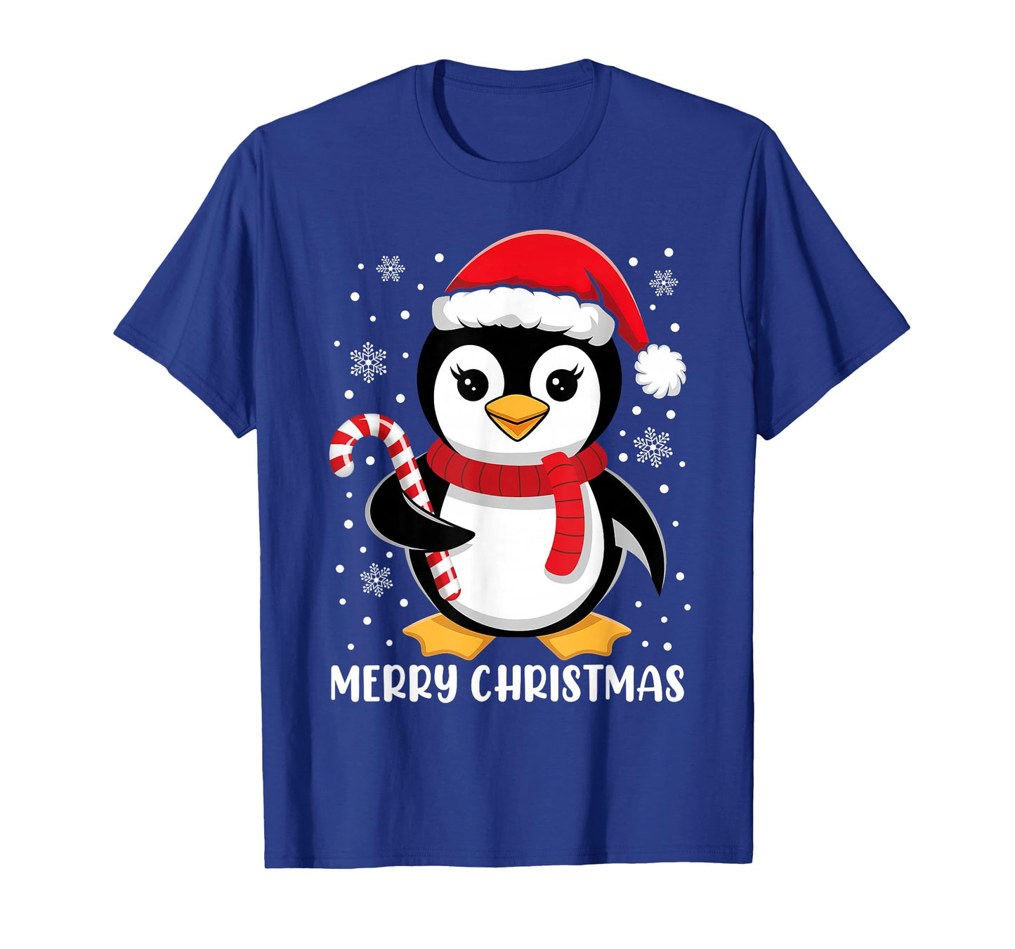 Merry Christmas Lights Red Santa Hat Family Xmas Penguin T-Shirt