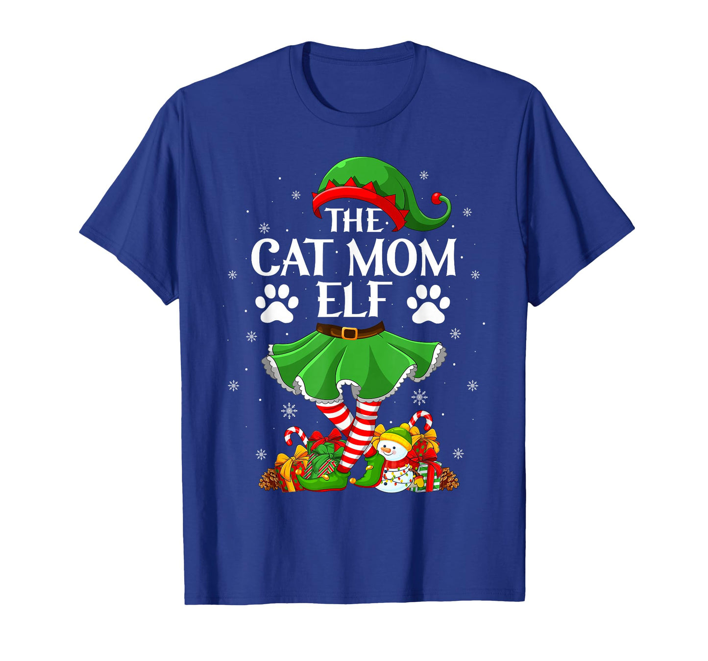 Cat Mom Elf Christmas Family Elf Squad Xmas Girls Women T-Shirt