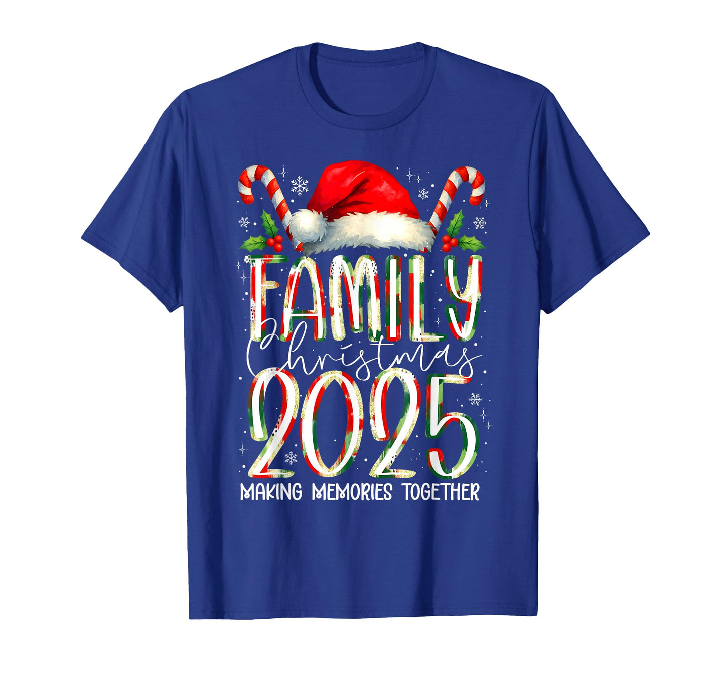 Family Christmas 2025 Santa Hat Candy Cane Pajamas Holiday T-Shirt