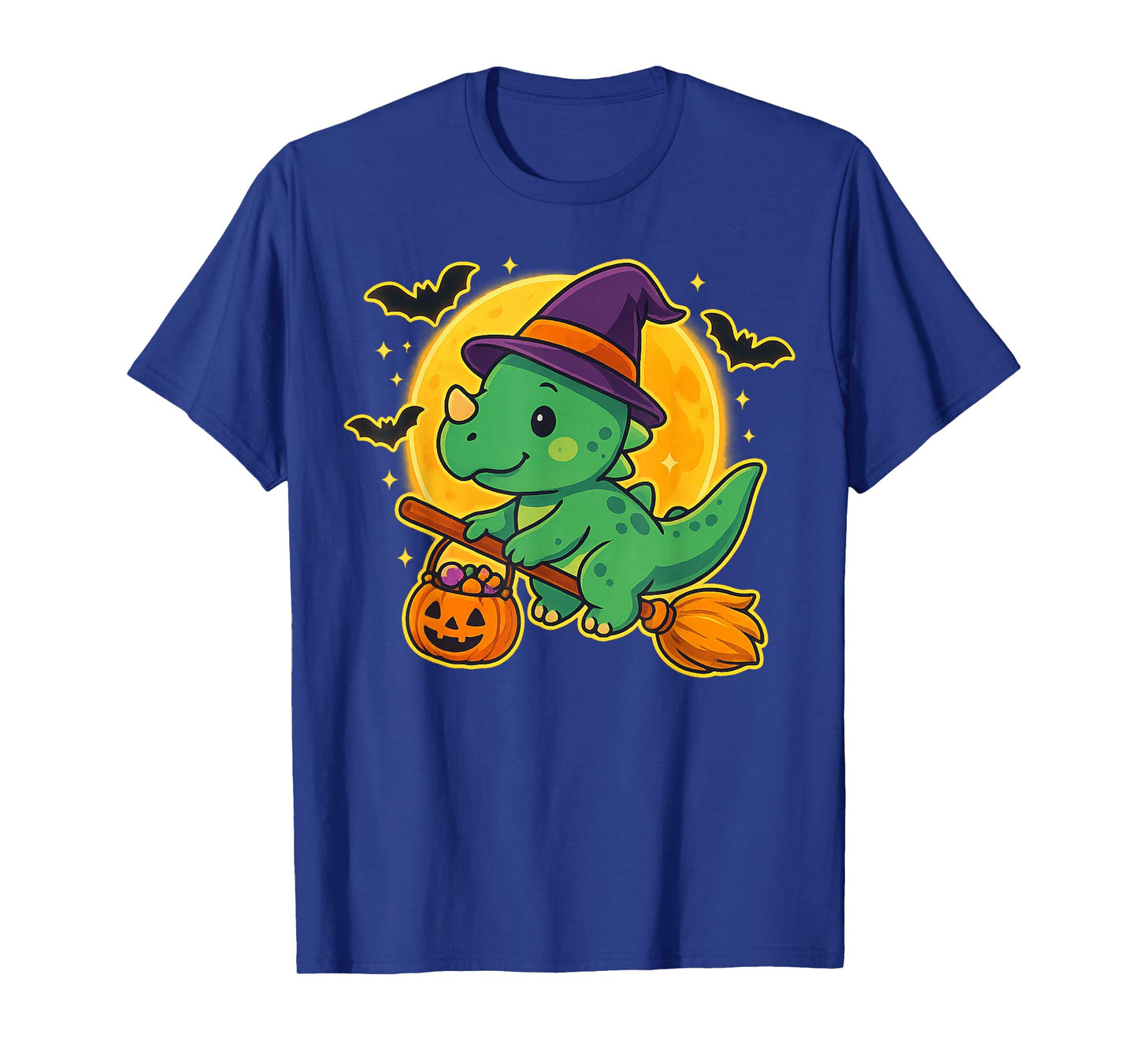 Cute Dinosaur Witch Pumpkin Halloween Costume Boys Girls T-Shirt