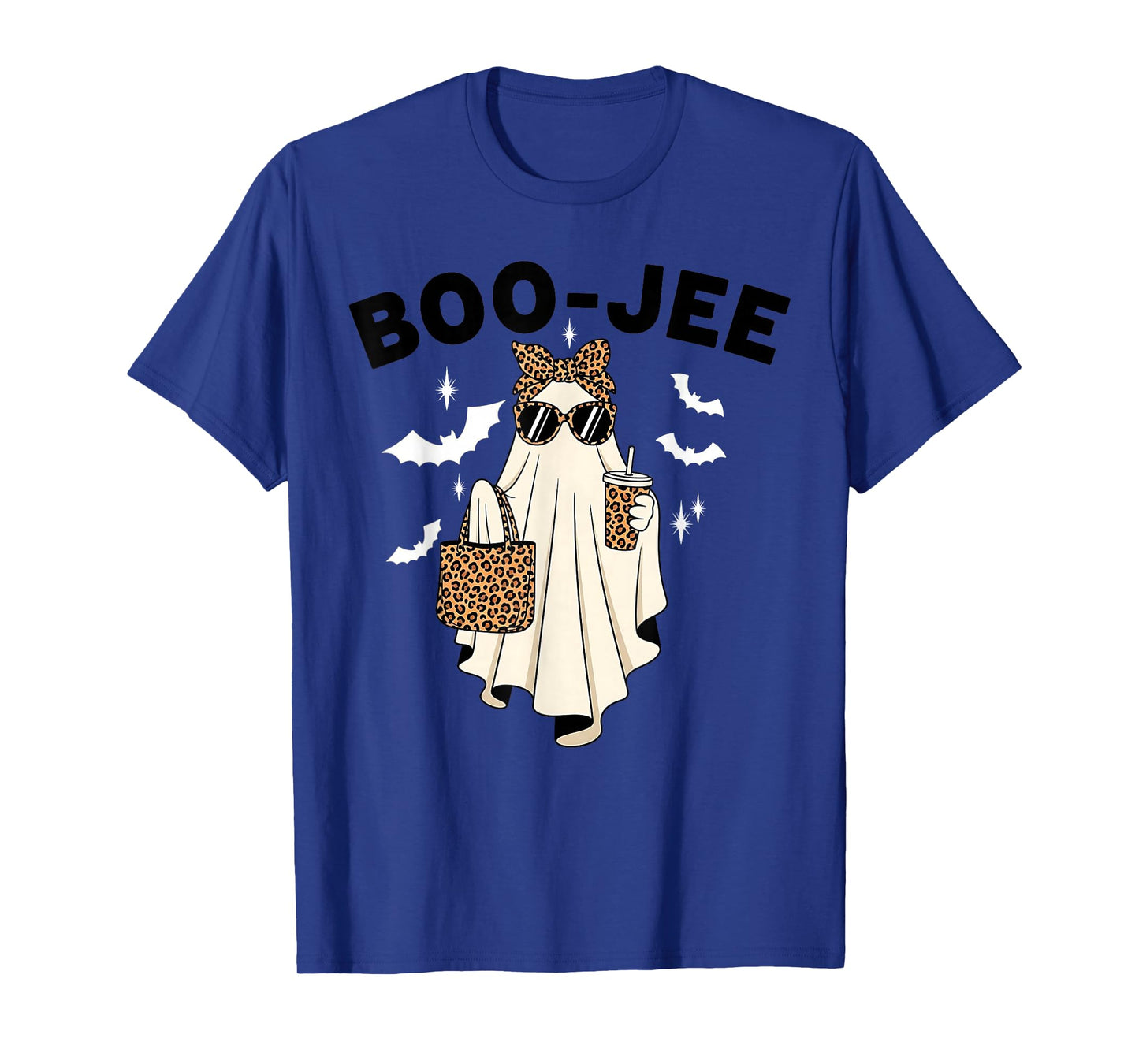 Coquette Leopard Ghost Coffee Boo-JEE Halloween Boujee Ghost T-Shirt
