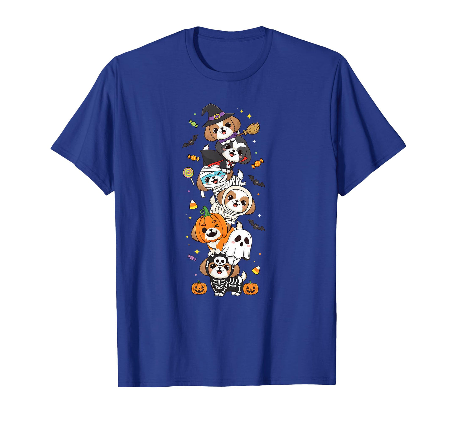 Funny Shih Tzu Witch Vampire Ghost Halloween Kid Mens Womens T-Shirt