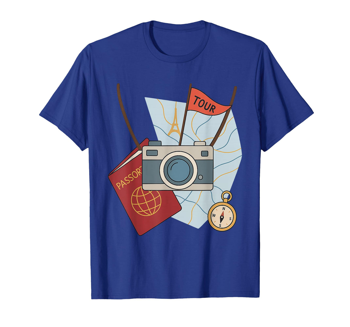 Funny Tourist Spirit Day Look with Camera and Map T-Shirt