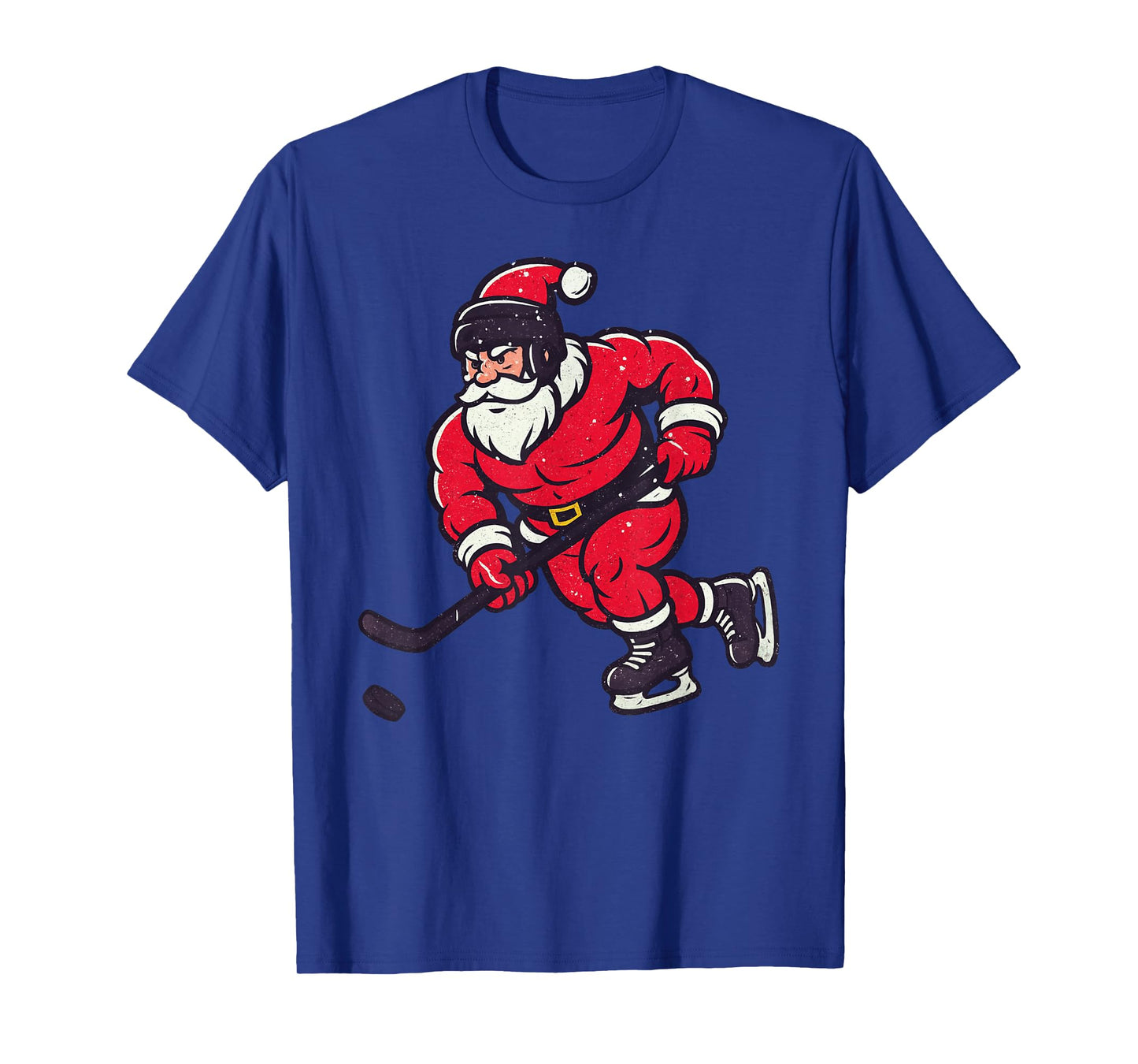 Santa Playing Ice Hockey Christmas Vintage Funny Xmas T-Shirt