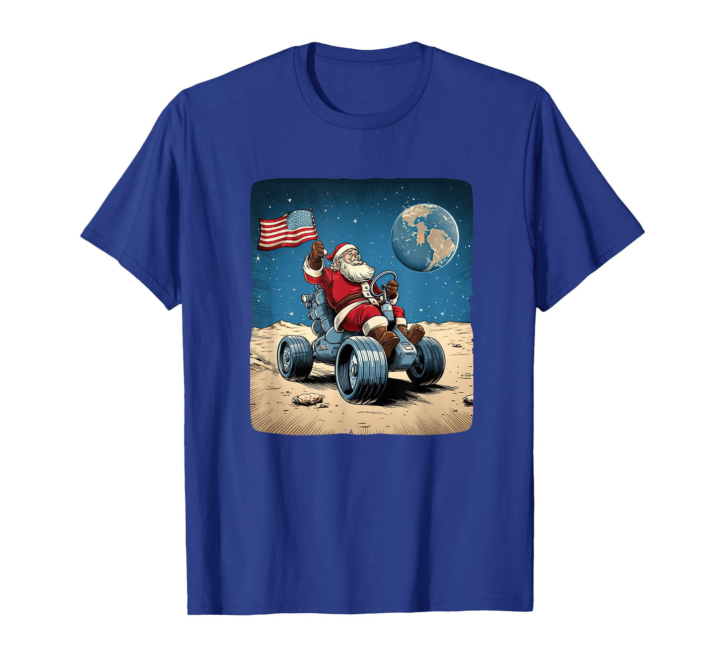 Cool Space Xmas Costume for Santa Moon Vehicle Lovers T-Shirt