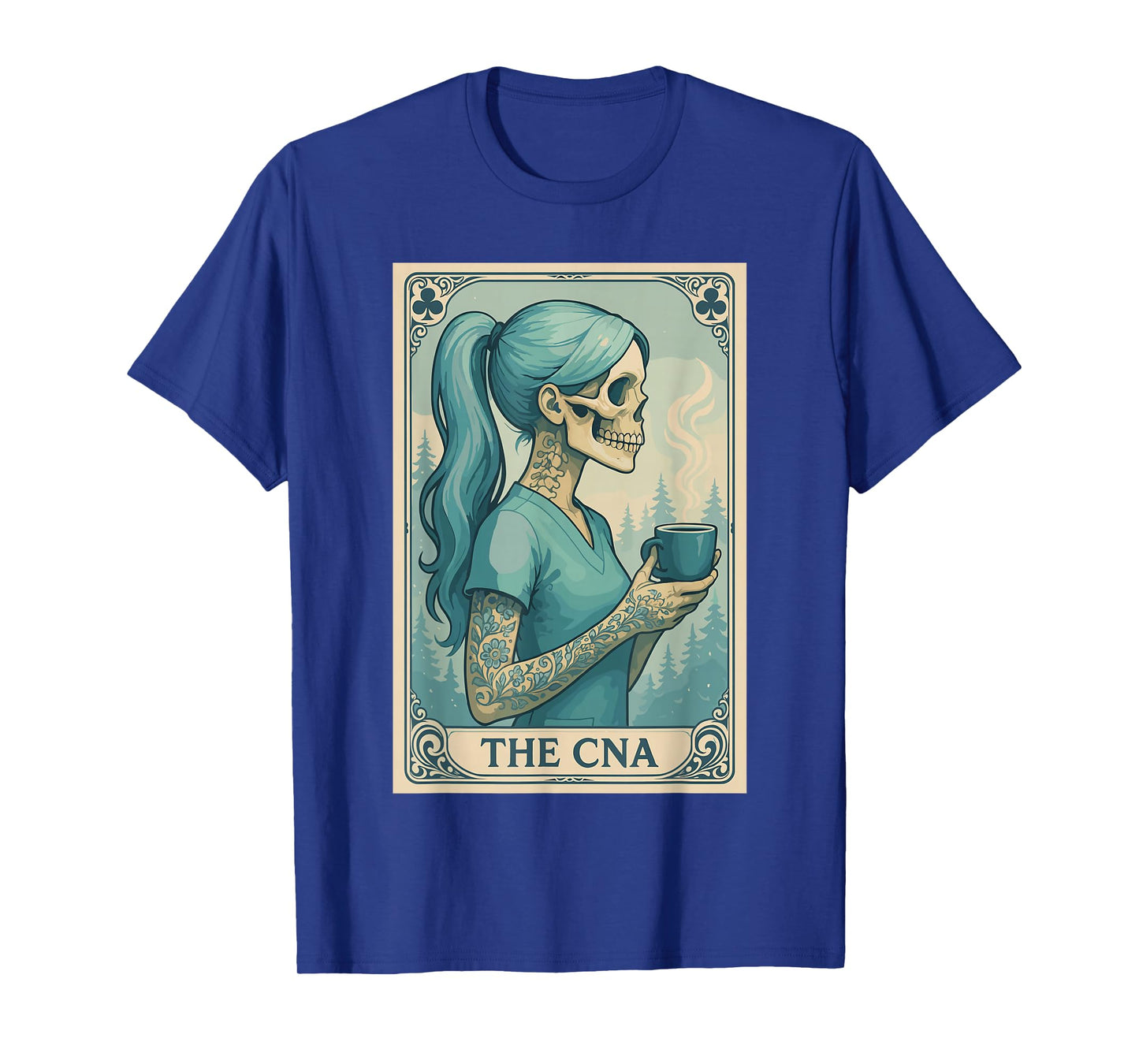 Halloween CNA Shirt, Skeleton Nurse Coffee Tarot Card T-Shirt