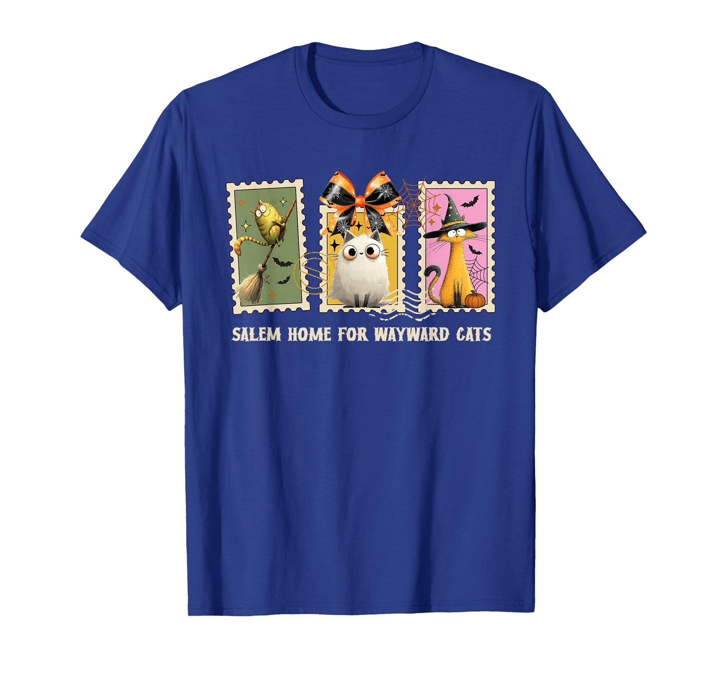 Funny Witch Cats Kittens Halloween Postage Stamps Cat Mom T-Shirt