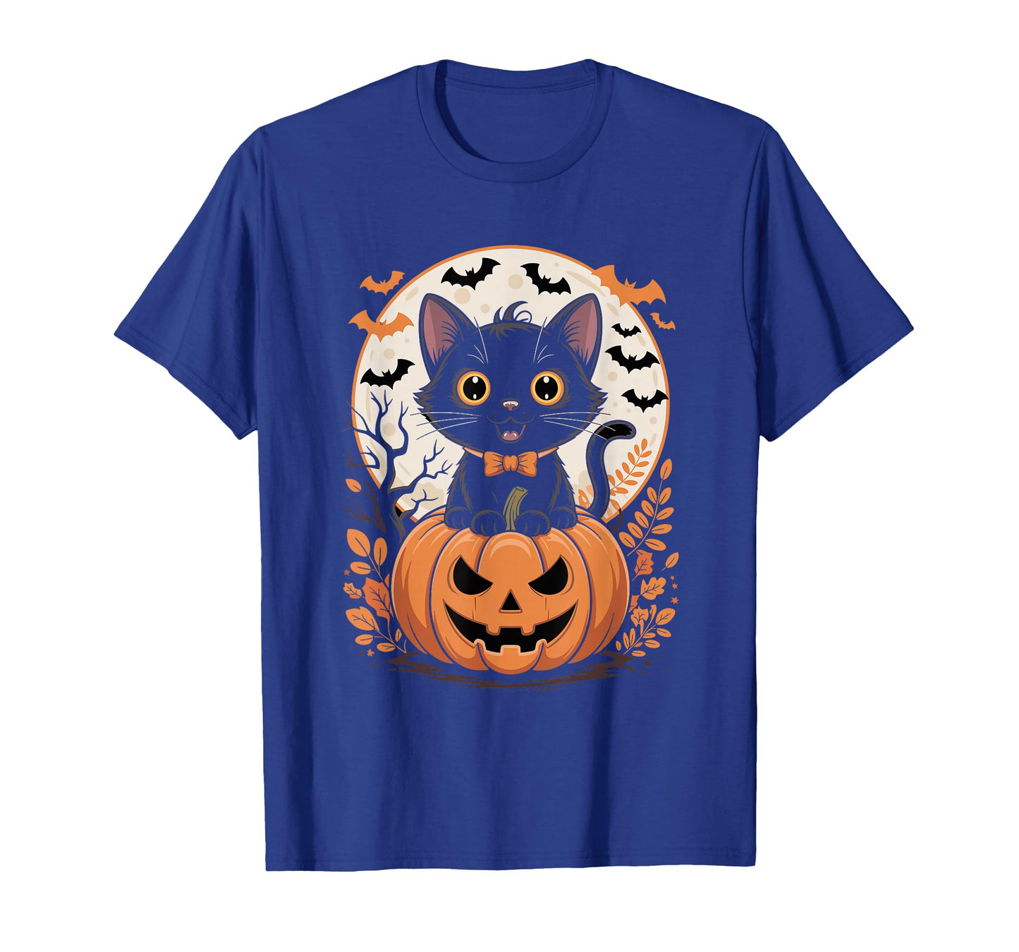 Black Cat Pumpkin Halloween Costume Fall Autumn Season T-Shirt