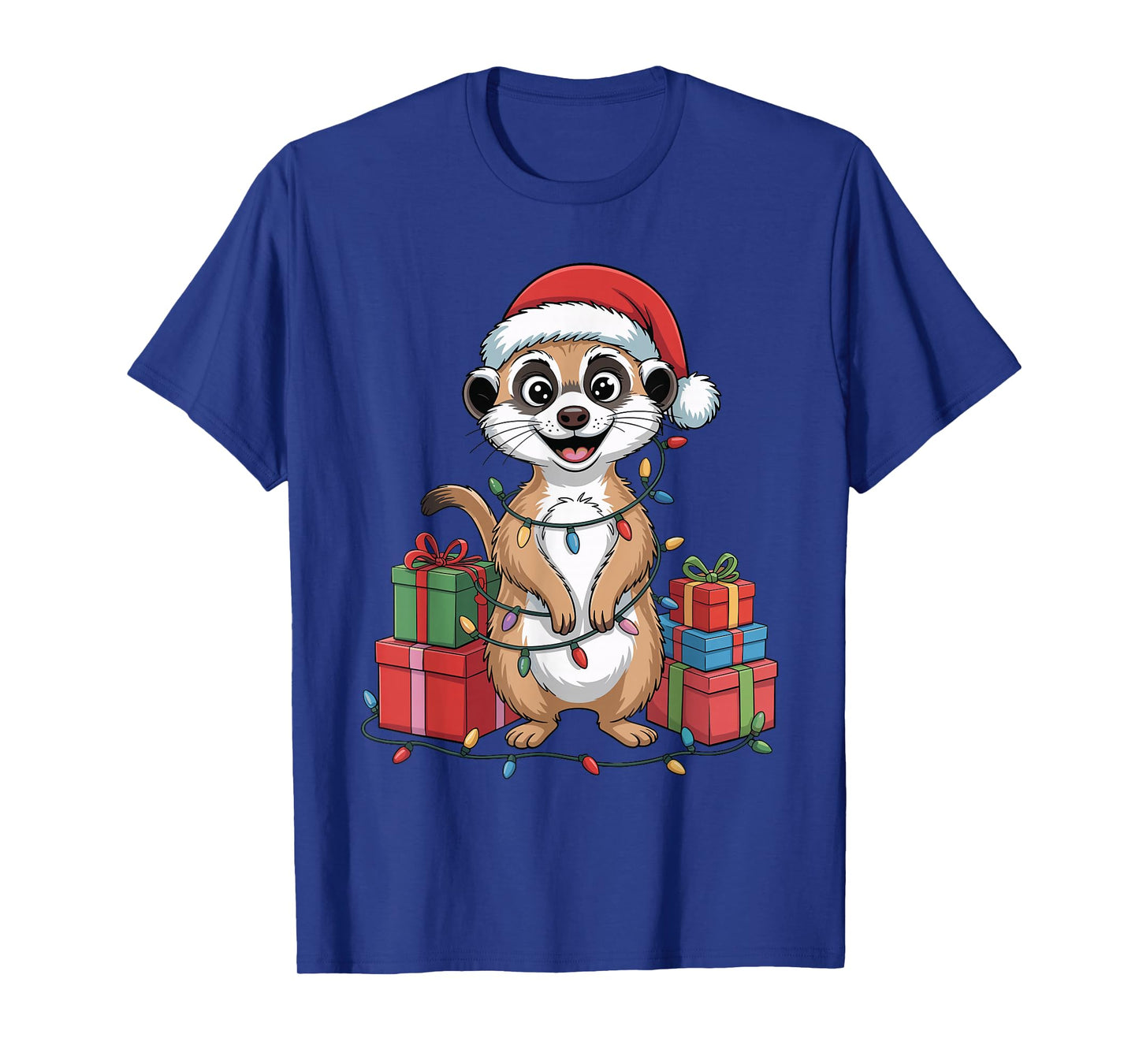 Meerkat Santa Hat Christmas Design Funny Animal Lovers T-Shirt