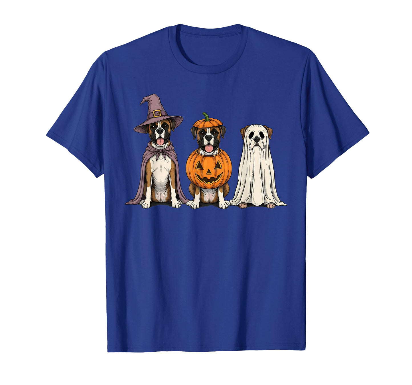 Spooky Ghost Boxer Dog Lover Pumpkin Halloween T-Shirt