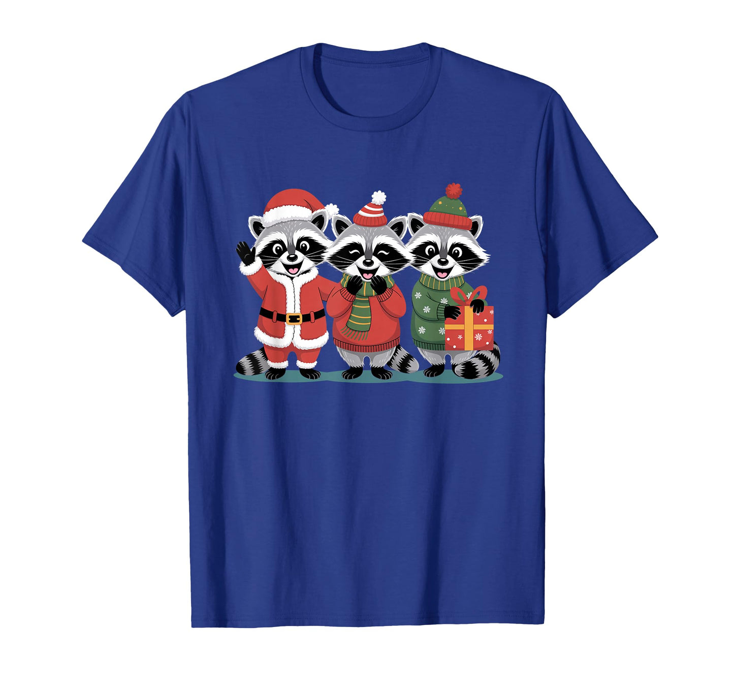 Cute Raccoon Christmas Funny Holiday Santa Claus Animal Gift T-Shirt