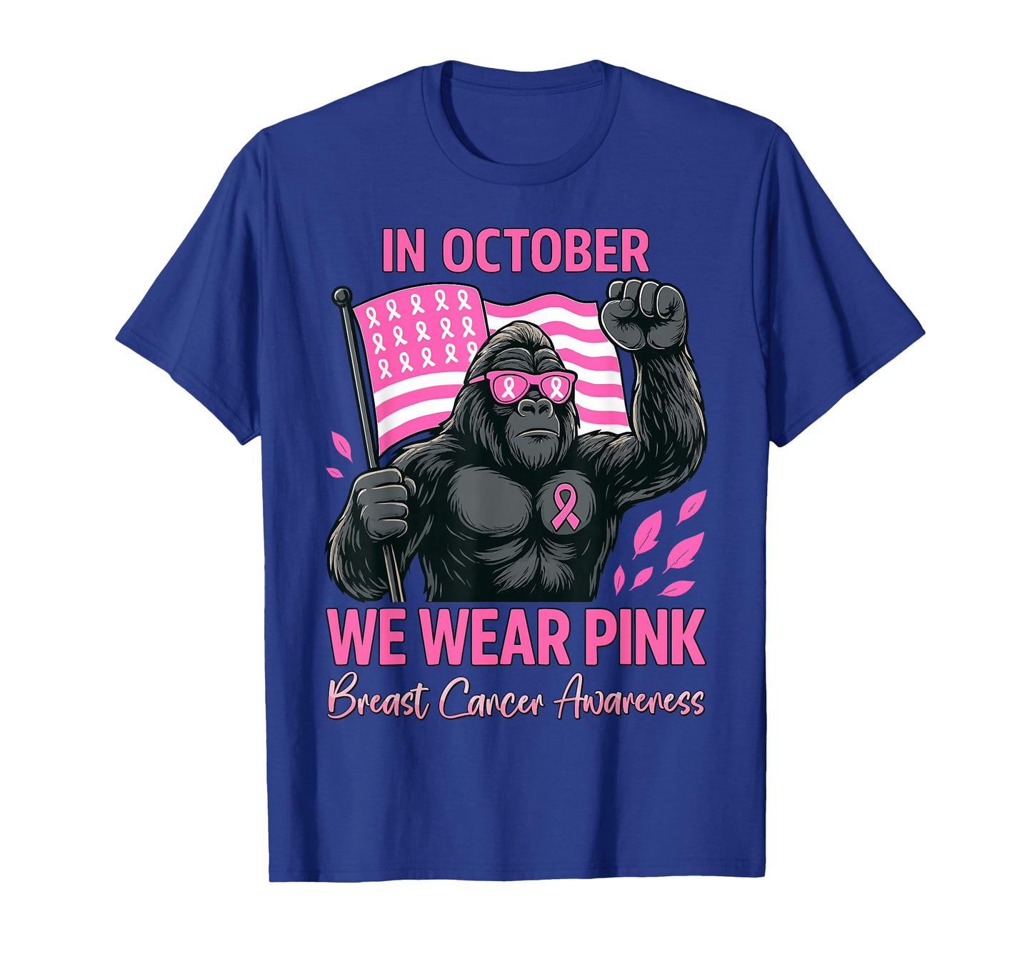 in October We Wear Bigfoot Witch Breast Cancer Awareness Men T-Shirt