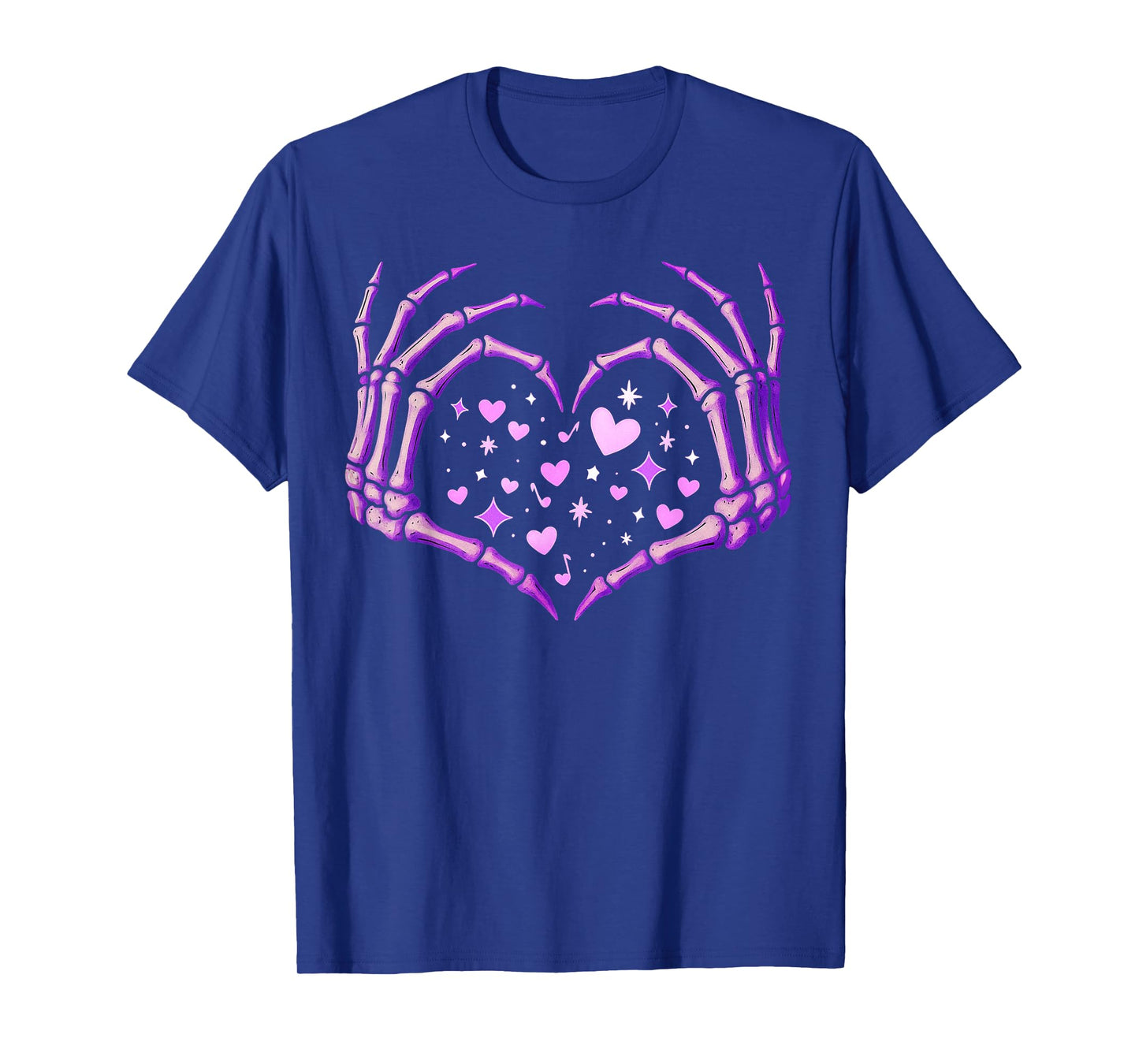 Skeleton Hands Heart Sign Retro Halloween Costume Women Girl T-Shirt