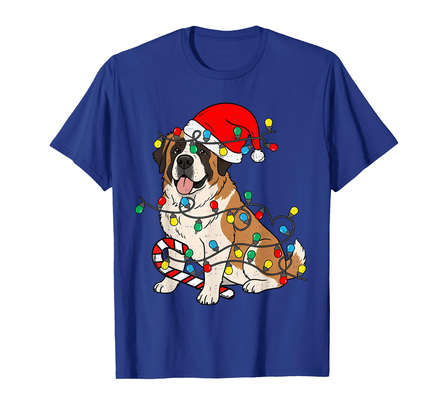 Saint Bernard Dog Christmas Lights Santa Xmas Pet Dog Lover T-Shirt