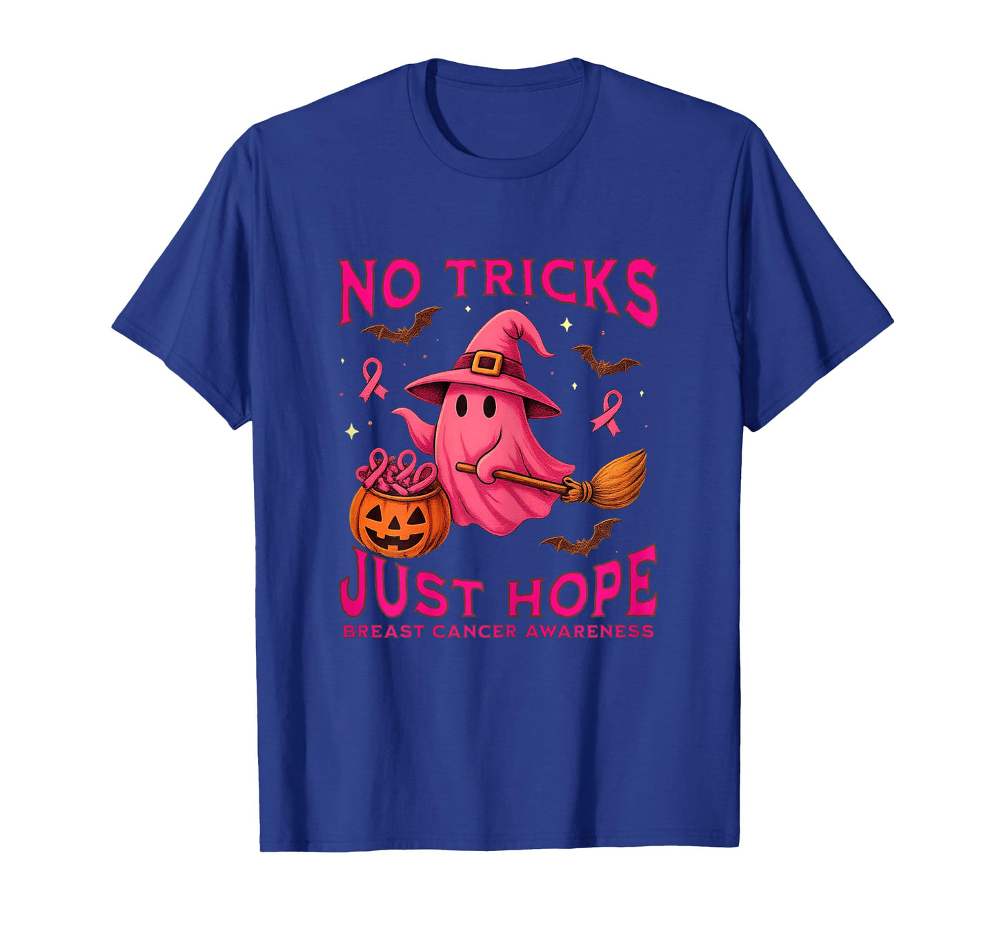 No Tricks Just Hope Breast Cancer Awareness Halloween Pink T-Shirt