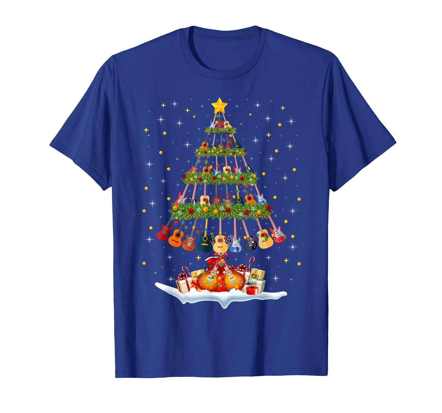 Ukulele Guitar Christmas Tree Light Music Lover Musical Xmas T-Shirt