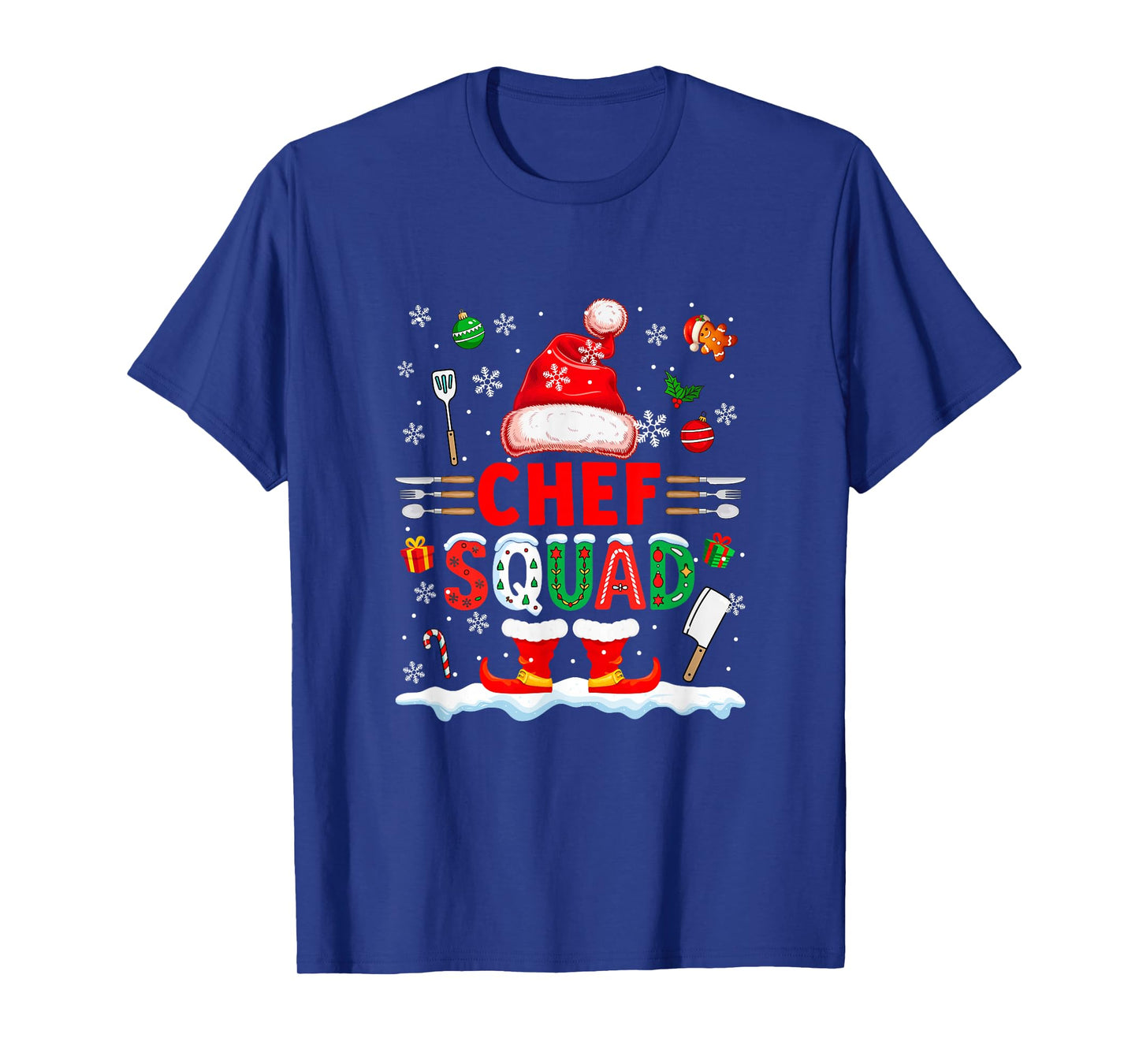 Chef Squad Men Job Christmas Santa Costume Bow Tie T-Shirt