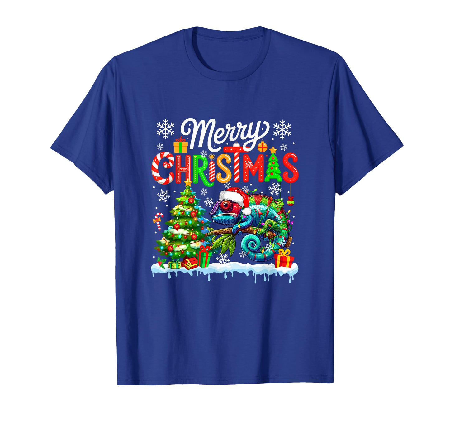 Merry Christmas Santa Chameleon Colorful Costume Kids T-Shirt