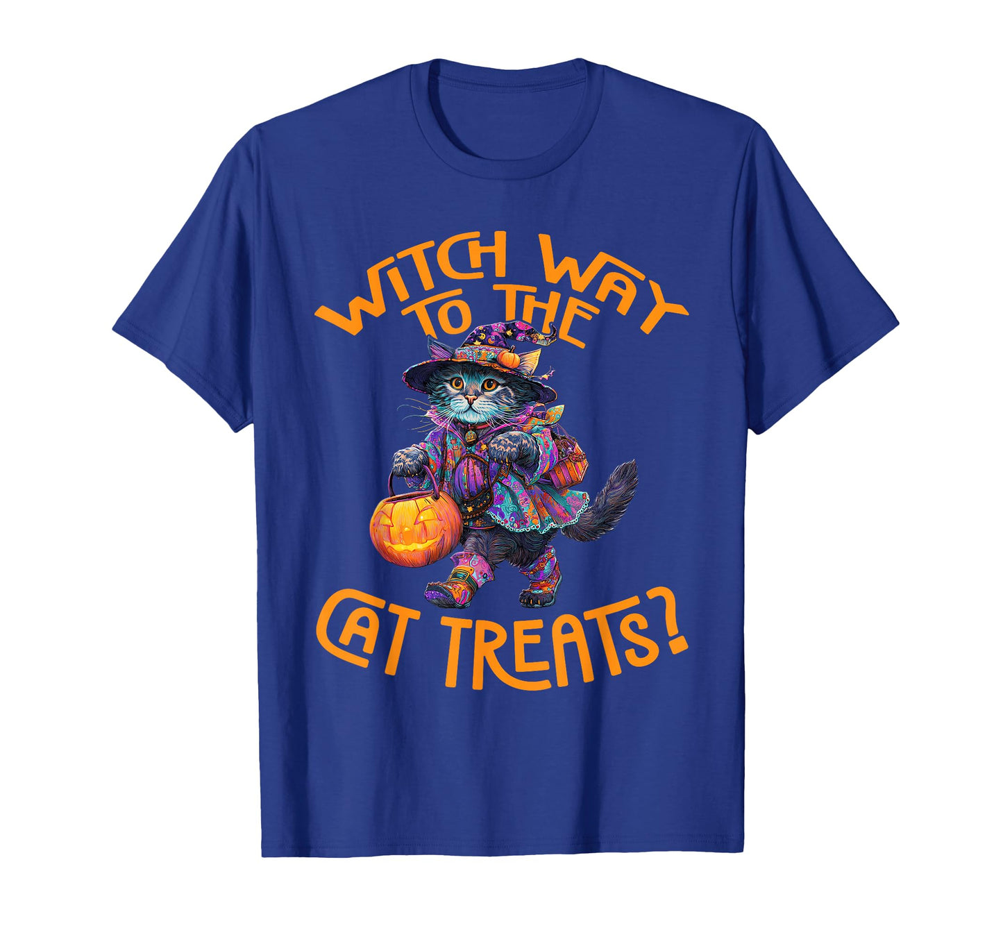 Witch Way to The Dog Treats? - Cute Cat Halloween T-Shirt