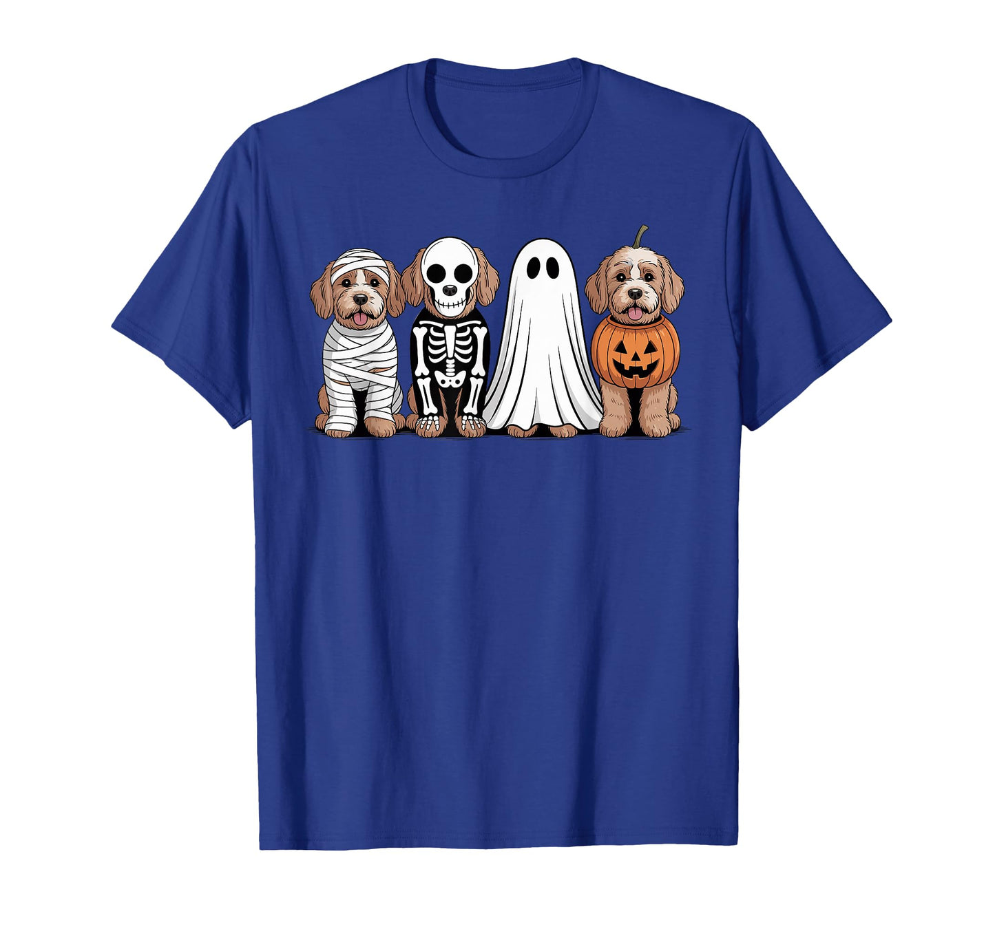 Spooky Ghost Cockapoo Pumpkin Halloween Dog Skeleton T-Shirt