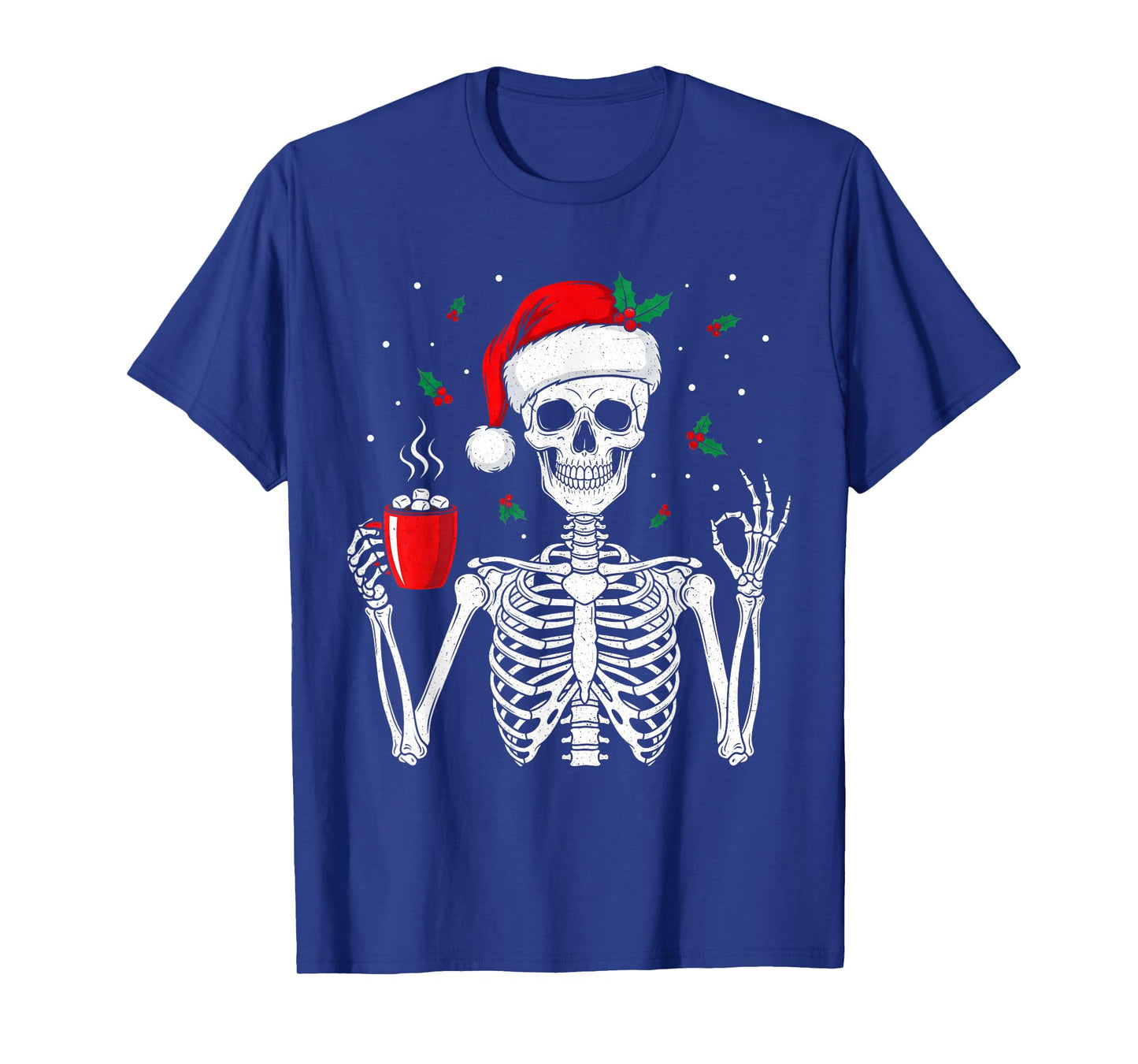 Funny Christmas Skeleton with Hot Cocoa Men Women Kids Youth T-Shirt