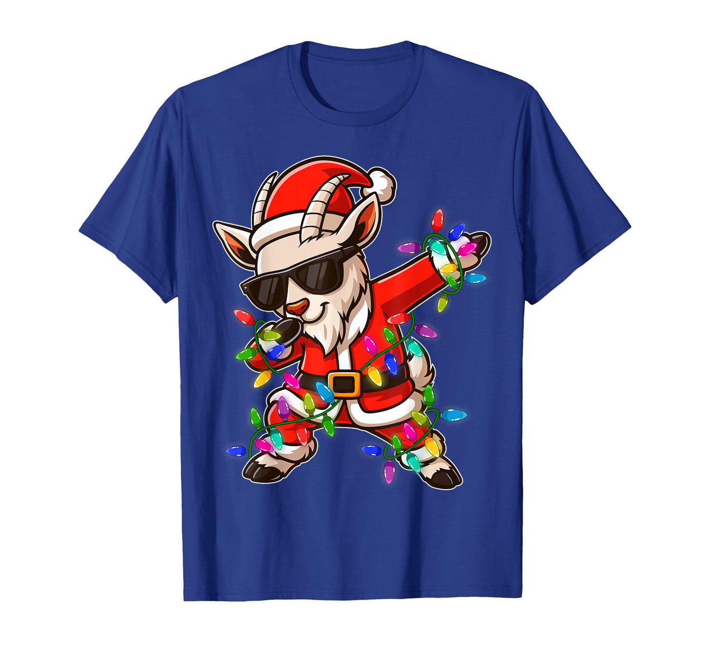 Christmas Goat Dabbing Lights Santa Xmas for Men Women T-Shirt