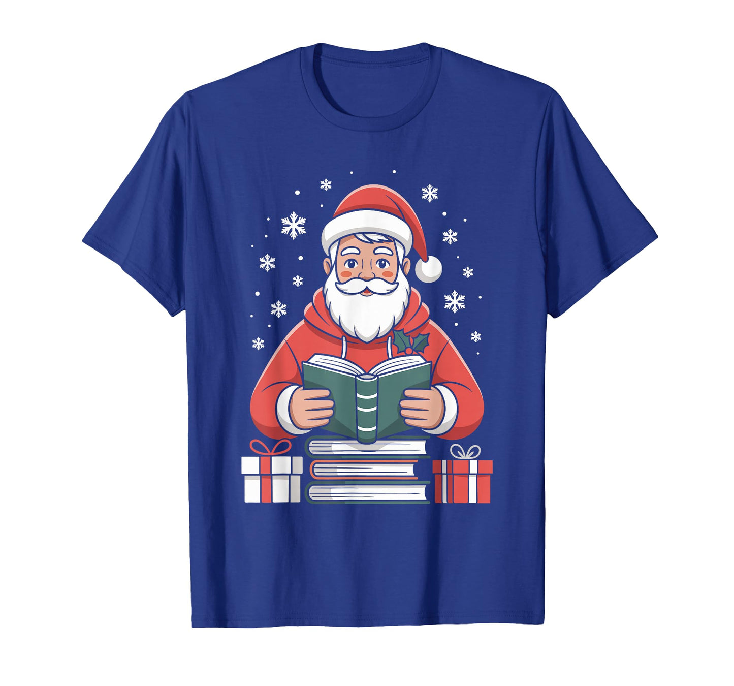 Santa Claus Reading Book Lover Christmas Funny Bookworm Xmas T-Shirt