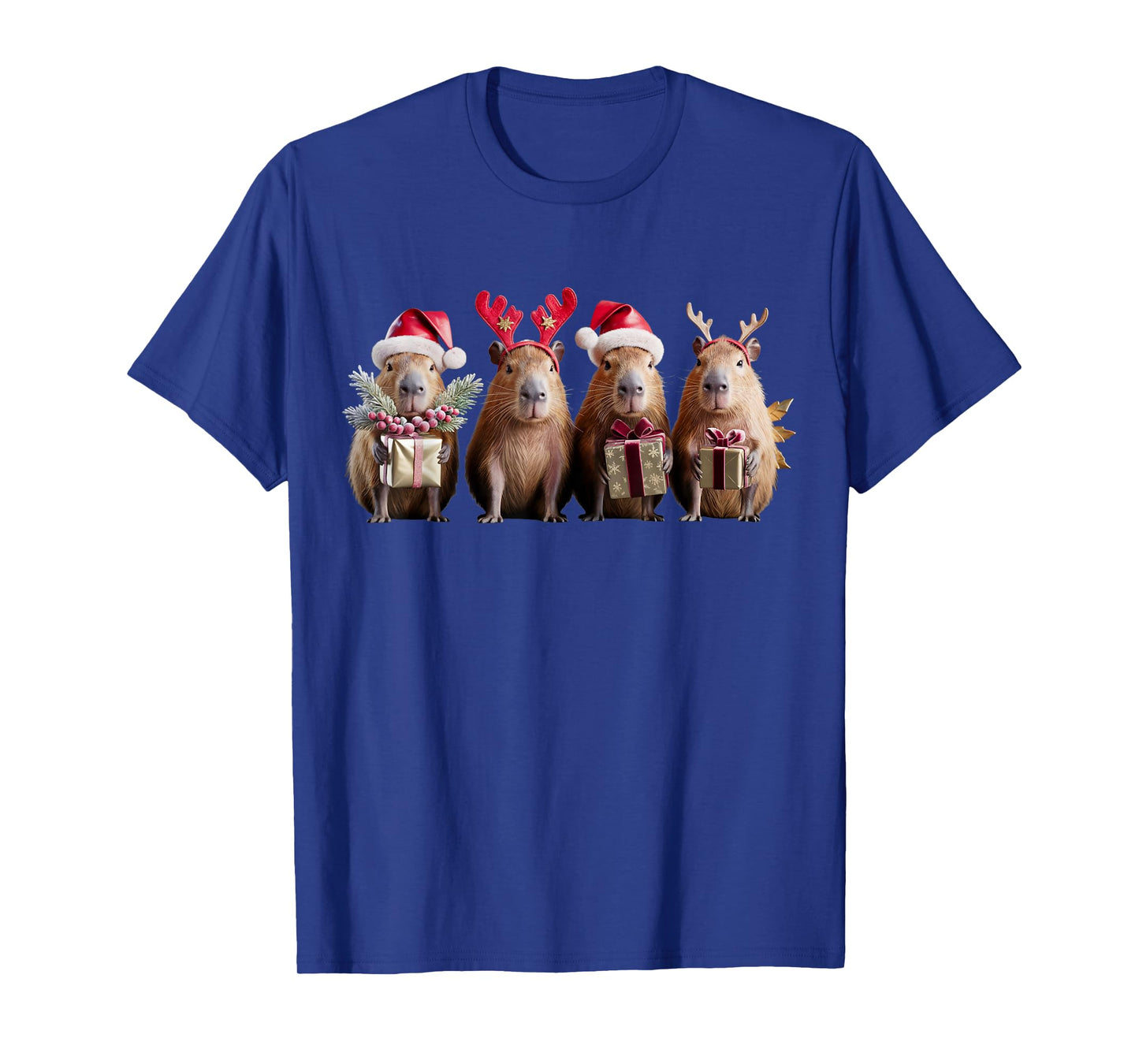 Capybara Christmas Lights Reindeer Capybara Xmas Santa Kids T-Shirt
