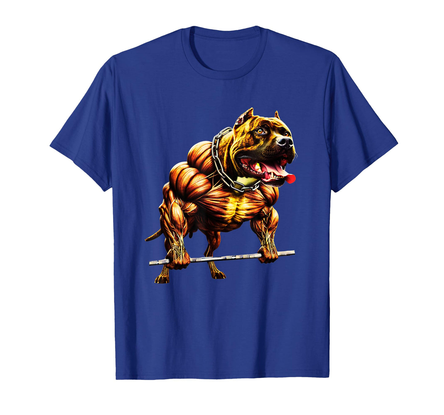Muscular Pitbull Powerlifting Beast Gym Animal Strength T-Shirt